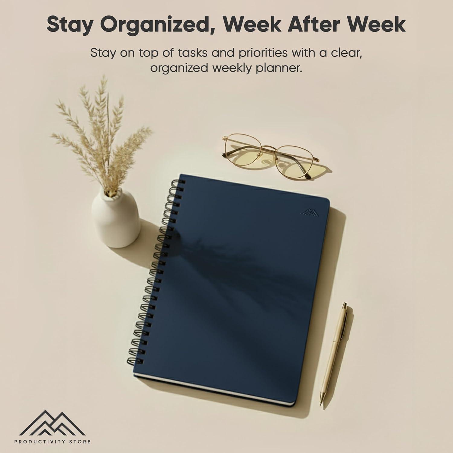 image:image2026 Planner 85 x 11 SpiralBound Weekly Monthly and Daily Planner Organize All 52 Weeks Increase Productivity and Get Organized Productivity Store BlackNavy