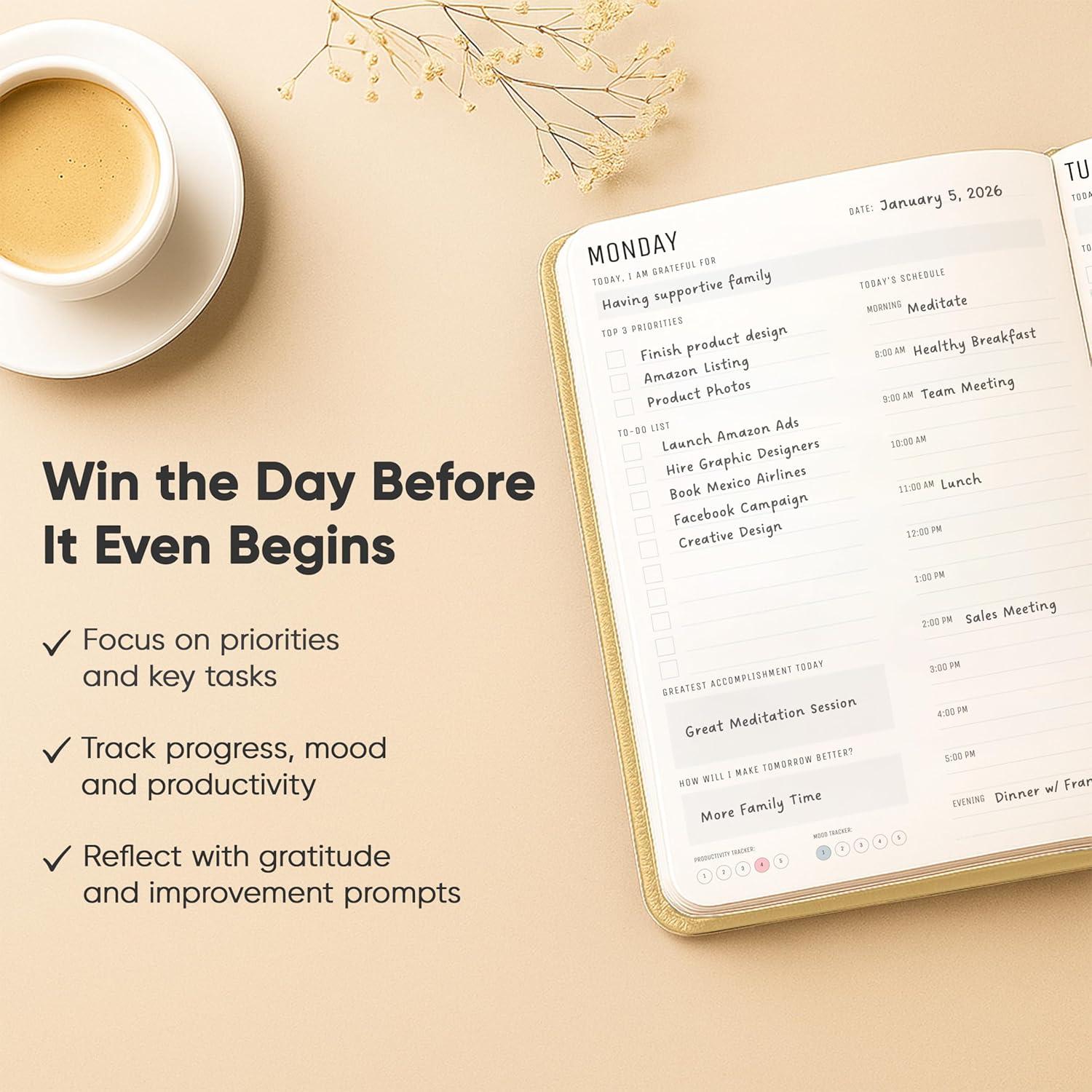 image:imageDaily Planner 2026 5 x 8 The Ultimate Daily Workflow Planner with Hourly Schedule amp Task List to Achieve Your Goals by PRODUCTIVITY STORE A5 GreyCream