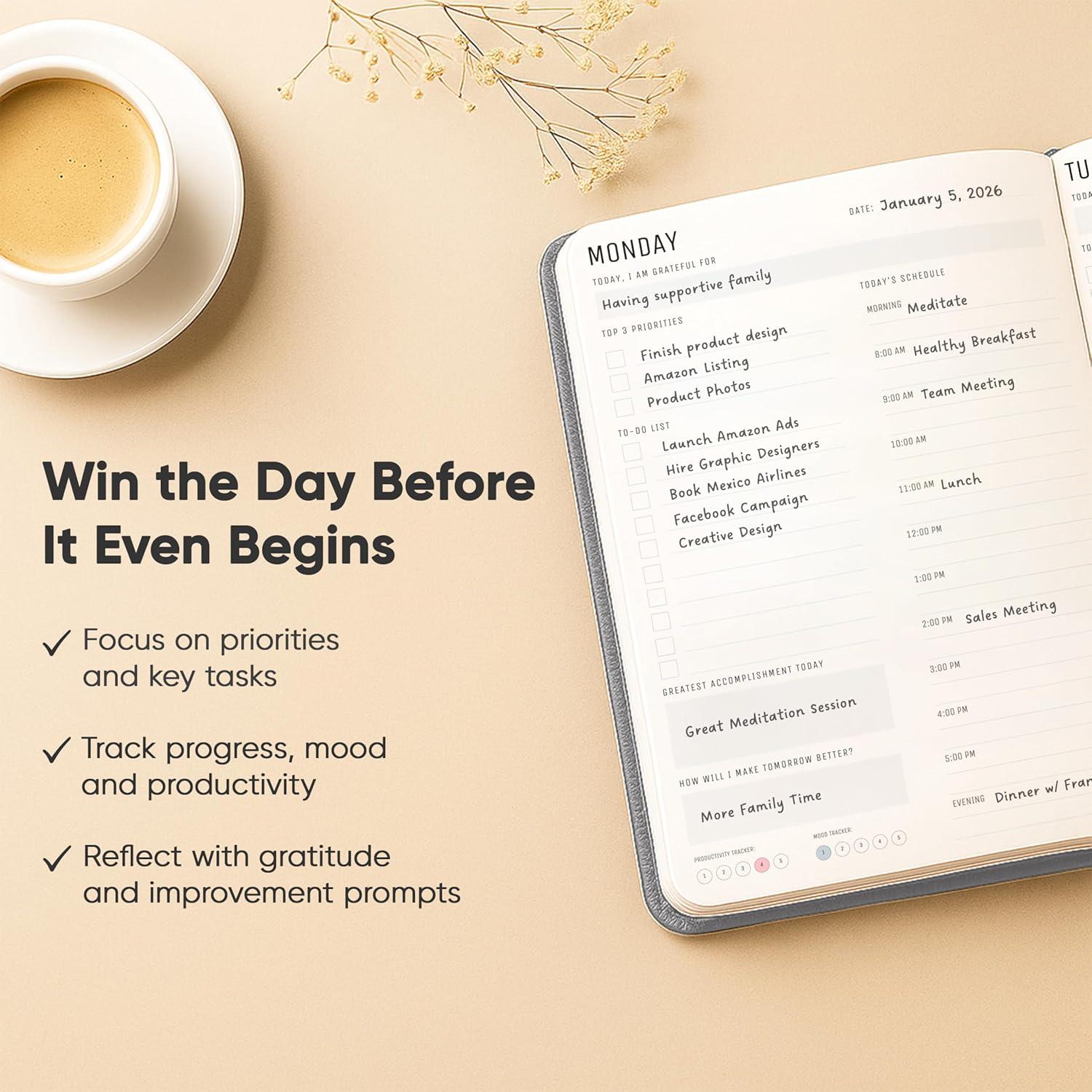 image:imageDaily Planner 2026 5 x 8 The Ultimate Daily Workflow Planner with Hourly Schedule amp Task List to Achieve Your Goals by PRODUCTIVITY STORE A5 GreyGrey