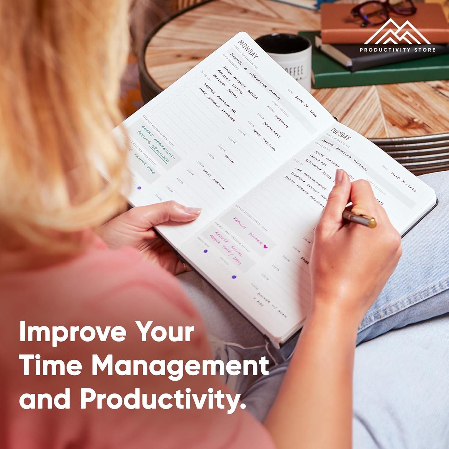 image:imageDaily Planner 2026 5 x 8 The Ultimate Daily Workflow Planner with Hourly Schedule amp Task List to Achieve Your Goals by PRODUCTIVITY STORE A5 GreyNavy Blue