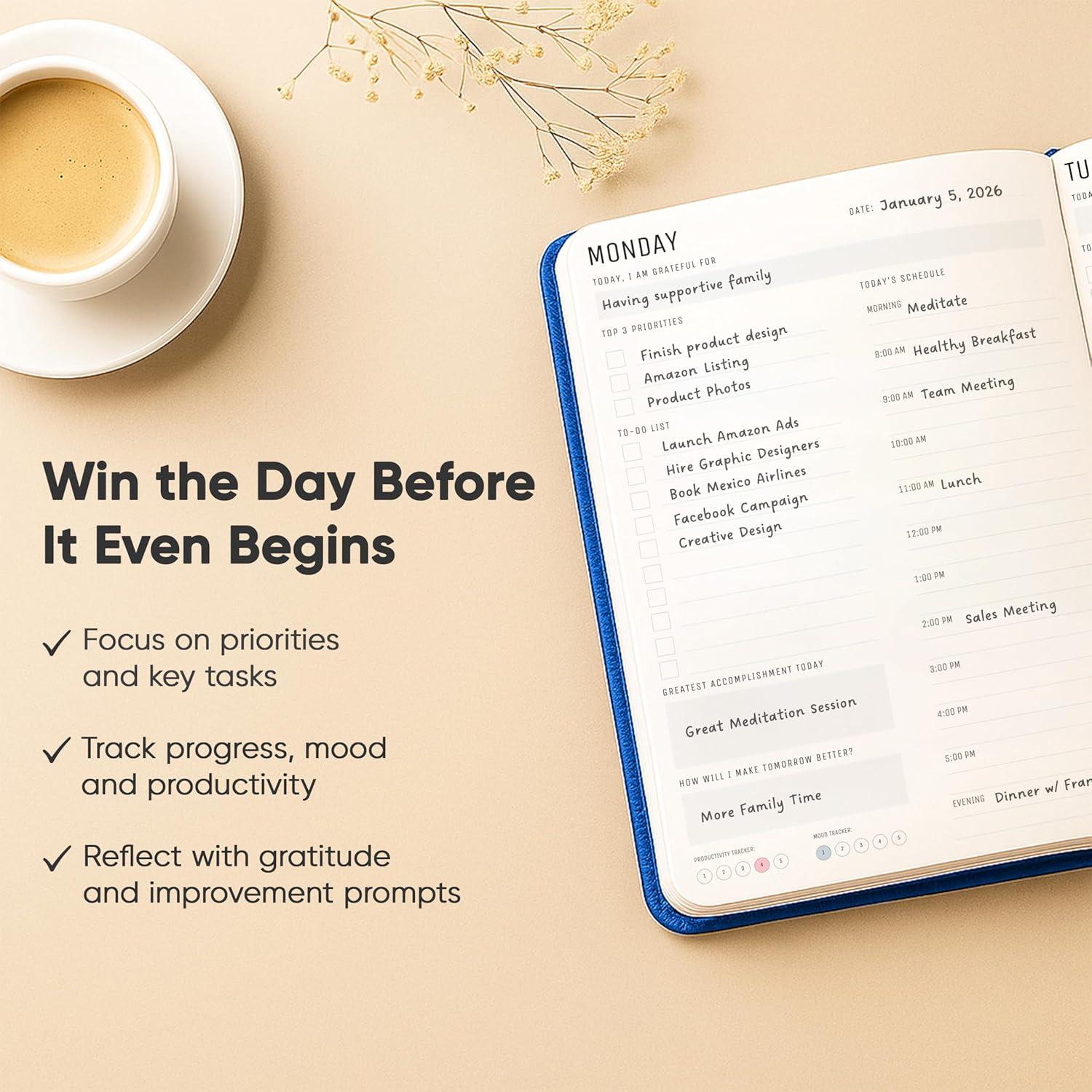 image:imageDaily Planner 2026 5 x 8 The Ultimate Daily Workflow Planner with Hourly Schedule amp Task List to Achieve Your Goals by PRODUCTIVITY STORE A5 GreyNavy Blue
