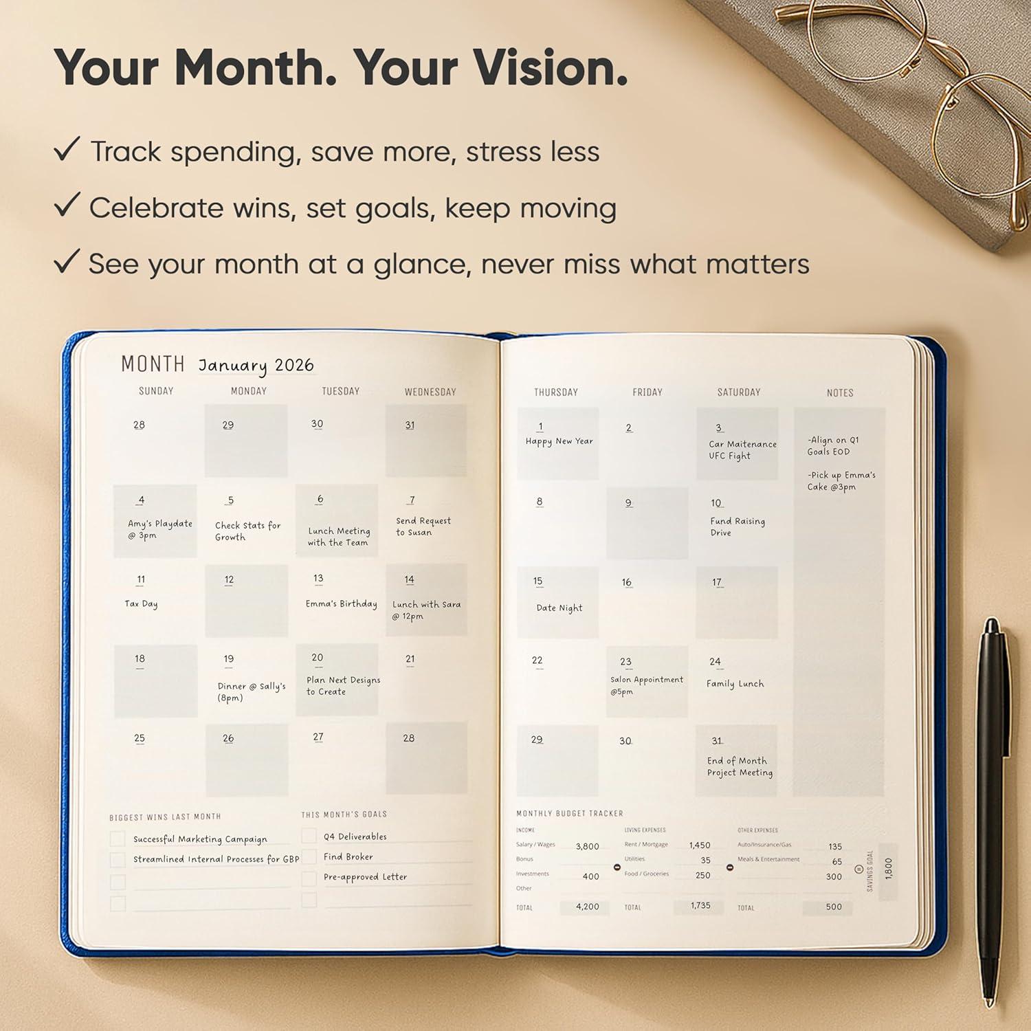 image:imageDaily Planner 2026 5 x 8 The Ultimate Daily Workflow Planner with Hourly Schedule amp Task List to Achieve Your Goals by PRODUCTIVITY STORE A5 GreyNavy Blue