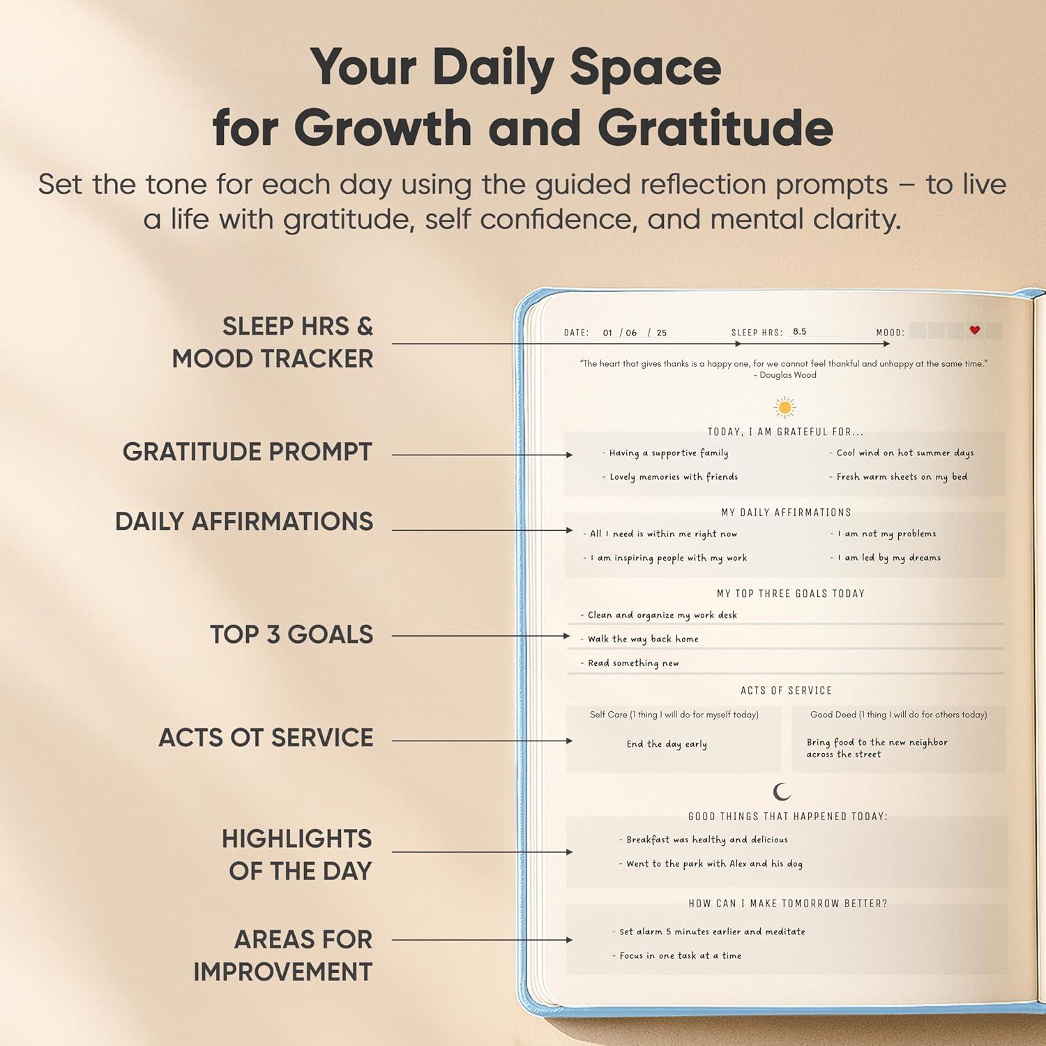 image:imageGratitude amp SelfCare Journal Guided Mindfulness amp Mental Health Journal AllinOne with Prompts for Self Discovery Daily Journal for Men amp Women by PRODUCTIVITY STORE A5 BrownBlue