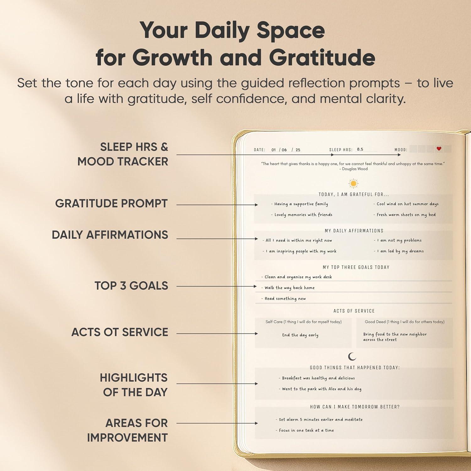 image:imageGratitude amp SelfCare Journal Guided Mindfulness amp Mental Health Journal AllinOne with Prompts for Self Discovery Daily Journal for Men amp Women by PRODUCTIVITY STORE A5 BrownCream