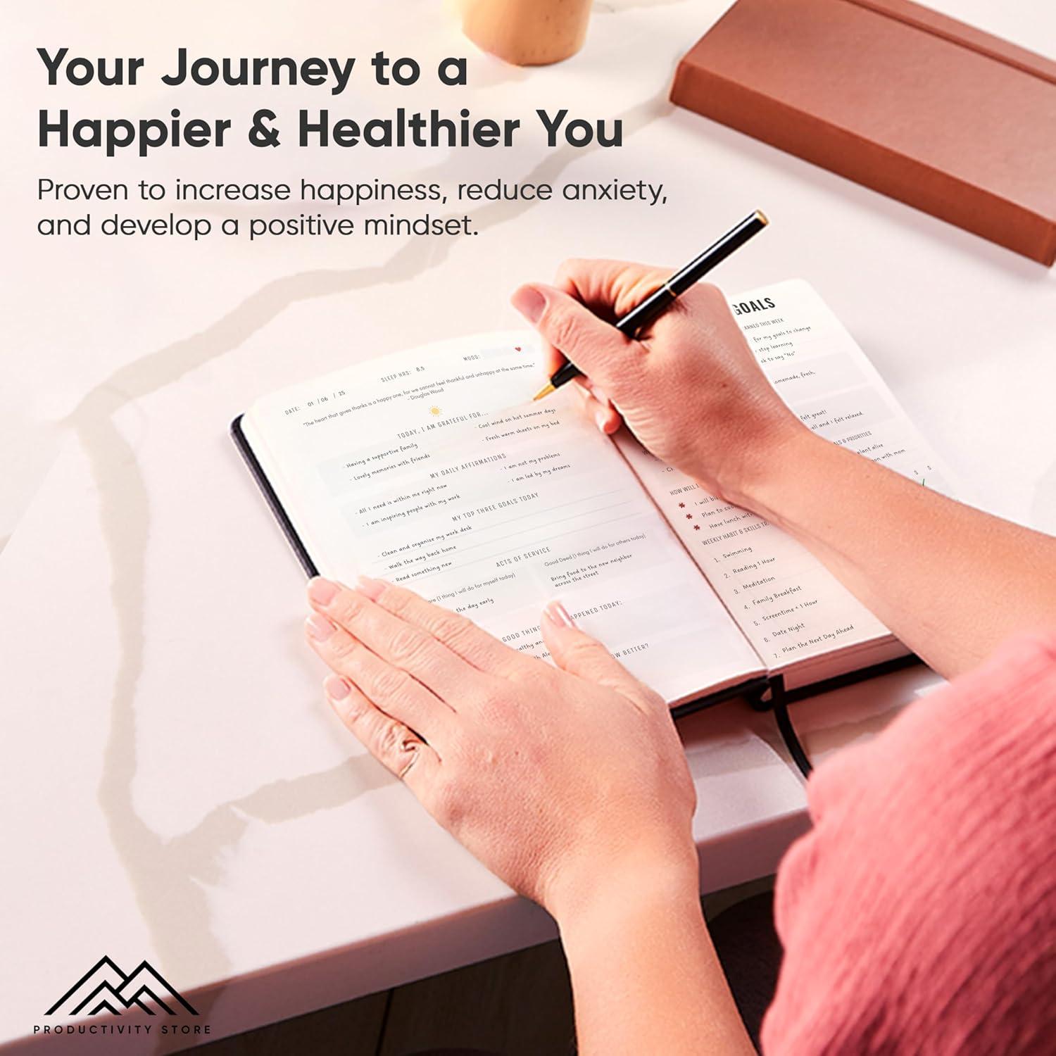 image:imageGratitude amp SelfCare Journal Guided Mindfulness amp Mental Health Journal AllinOne with Prompts for Self Discovery Daily Journal for Men amp Women by PRODUCTIVITY STORE A5 BrownLeather