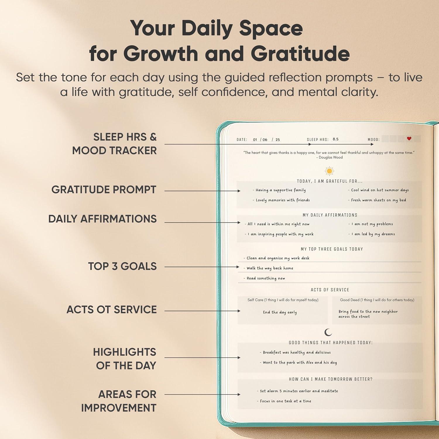 image:imageGratitude amp SelfCare Journal Guided Mindfulness amp Mental Health Journal AllinOne with Prompts for Self Discovery Daily Journal for Men amp Women by PRODUCTIVITY STORE A5 BrownTeal