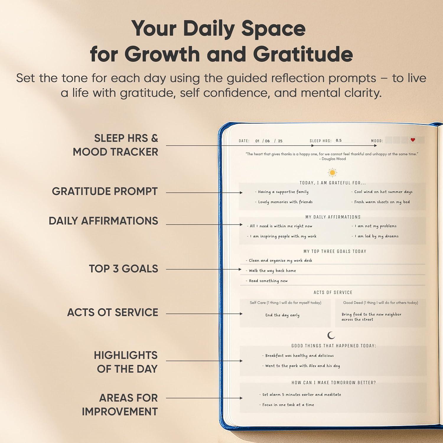 image:imageGratitude amp SelfCare Journal Guided Mindfulness amp Mental Health Journal AllinOne with Prompts for Self Discovery Daily Journal for Men amp Women by PRODUCTIVITY STORE A5 BrownNavy Blue