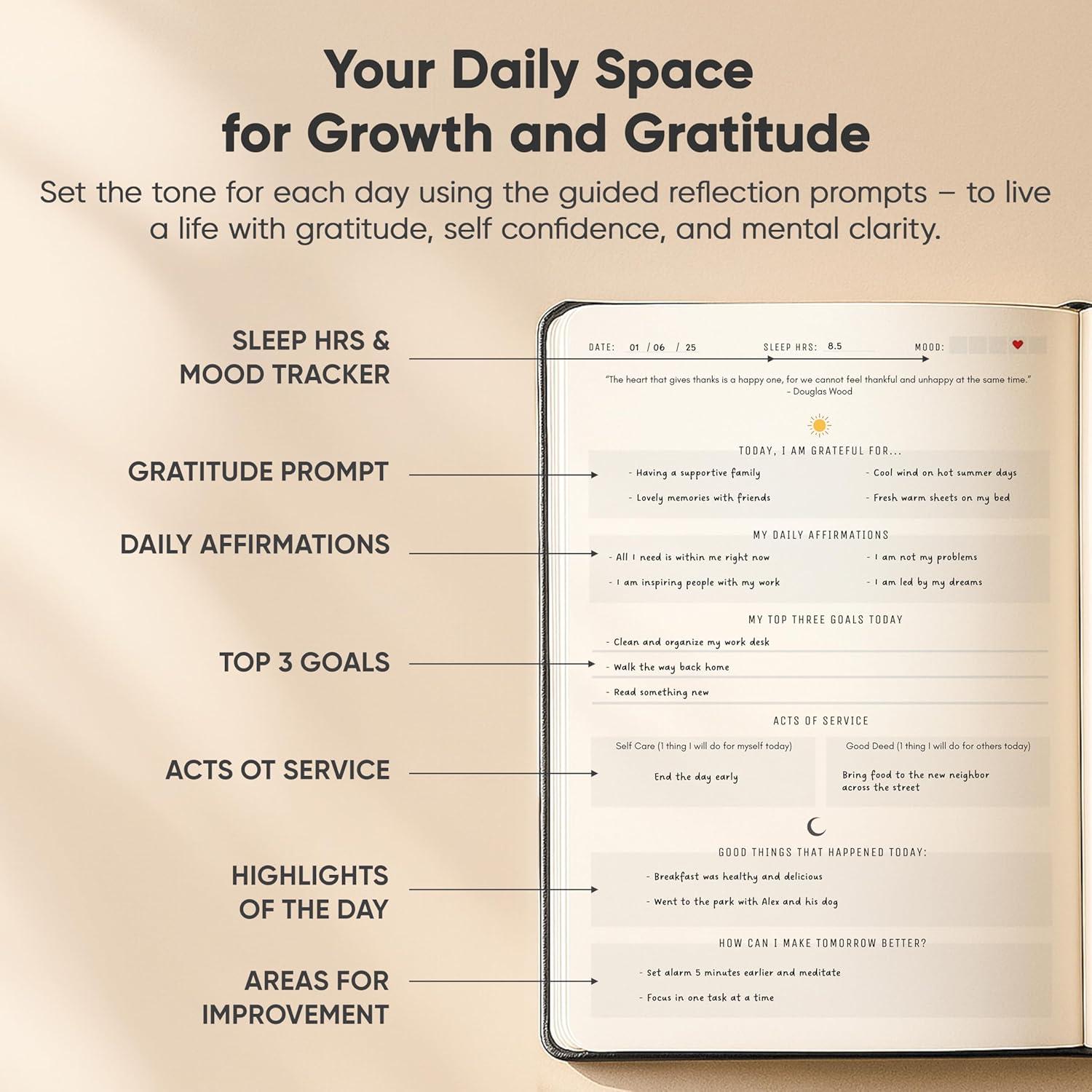 image:imageGratitude amp SelfCare Journal Guided Mindfulness amp Mental Health Journal AllinOne with Prompts for Self Discovery Daily Journal for Men amp Women by PRODUCTIVITY STORE A5 BrownBlack