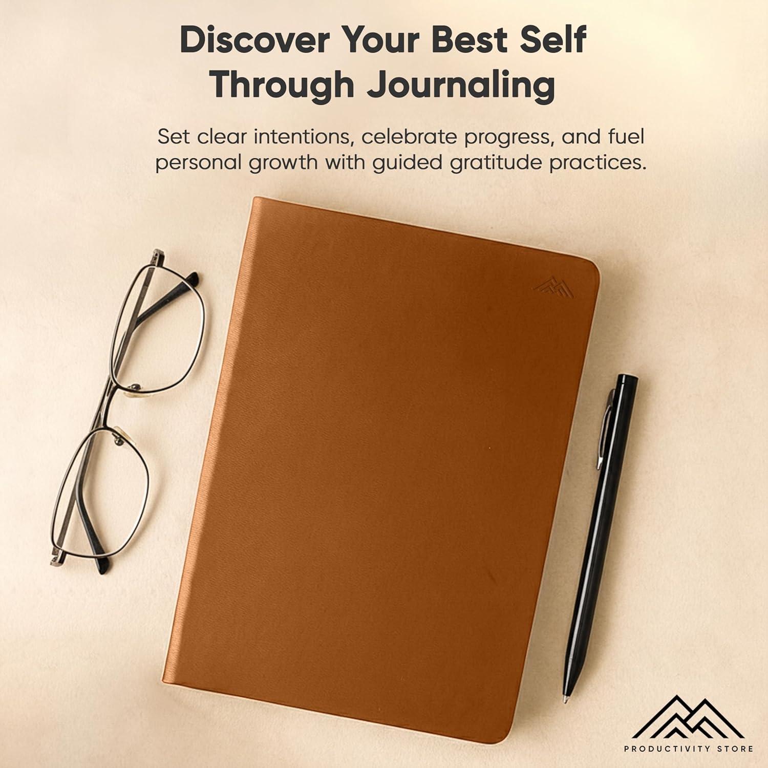 image:imageGratitude amp SelfCare Journal Guided Mindfulness amp Mental Health Journal AllinOne with Prompts for Self Discovery Daily Journal for Men amp Women by PRODUCTIVITY STORE A5 BrownLeather