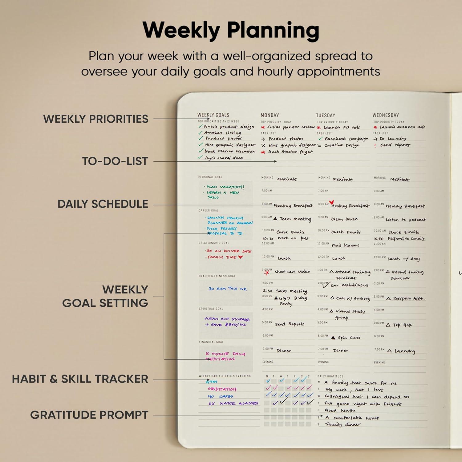 image:imageHourly Planner amp Appointment Book 85 x 11 Premium Hourly Planner with Daily Schedule amp 30Minute Time Slots for Better Time Management by PRODUCTIVITY STORE A4 PinkGrey