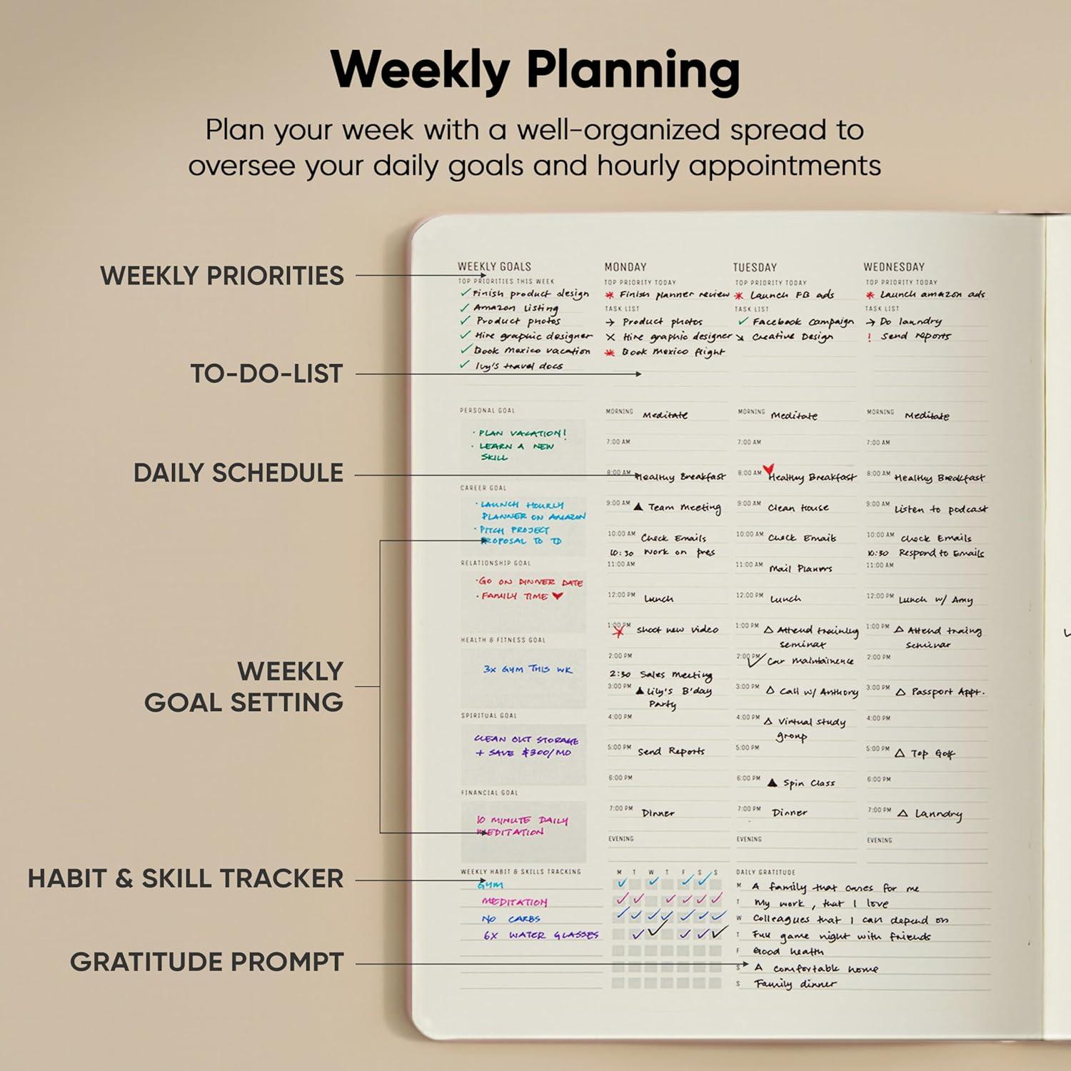 image:imageHourly Planner amp Appointment Book 85 x 11 Premium Hourly Planner with Daily Schedule amp 30Minute Time Slots for Better Time Management by PRODUCTIVITY STORE A4 PinkPink