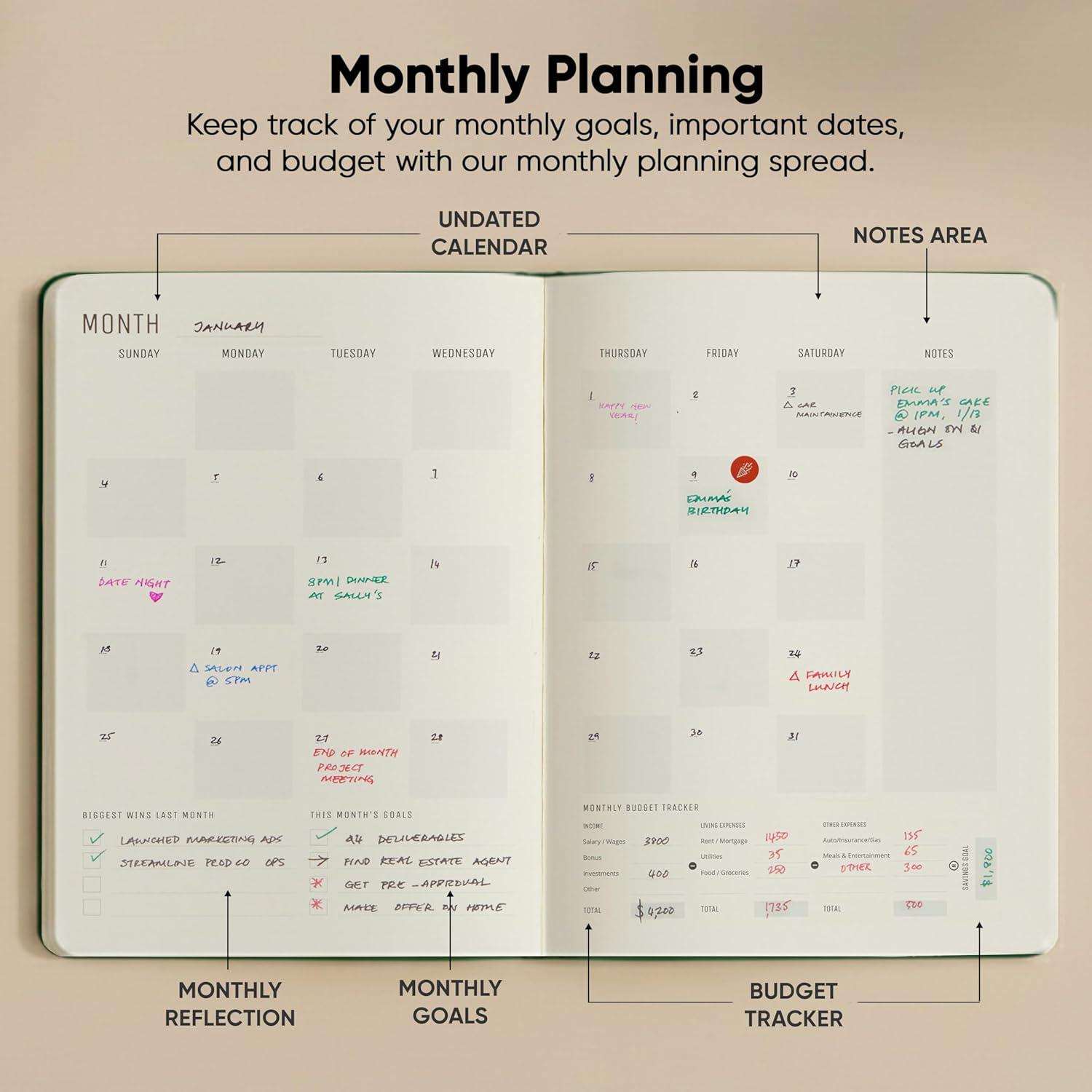 image:imageHourly Planner amp Appointment Book 85 x 11 Premium Hourly Planner with Daily Schedule amp 30Minute Time Slots for Better Time Management by PRODUCTIVITY STORE A4 BlackBlack