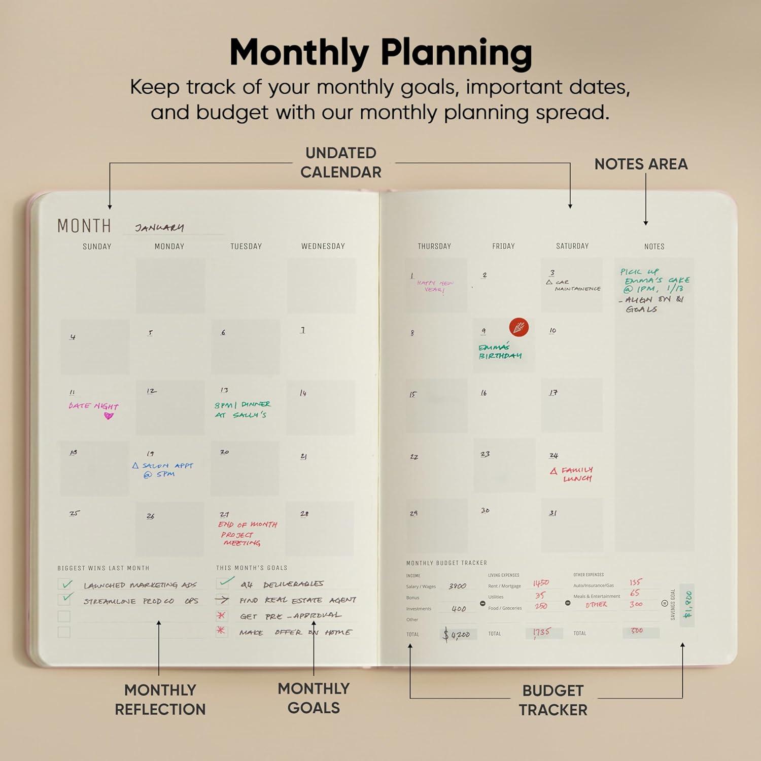 image:imageHourly Planner amp Appointment Book 85 x 11 Premium Hourly Planner with Daily Schedule amp 30Minute Time Slots for Better Time Management by PRODUCTIVITY STORE A4 BlackPink