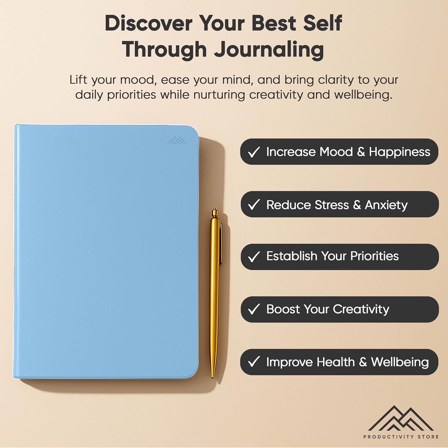 image:imageJournal For Men amp Women Gratitude Journal amp Self Care Journal With Prompts A5 Journaling Notebook Brown Productivity StoreBlue