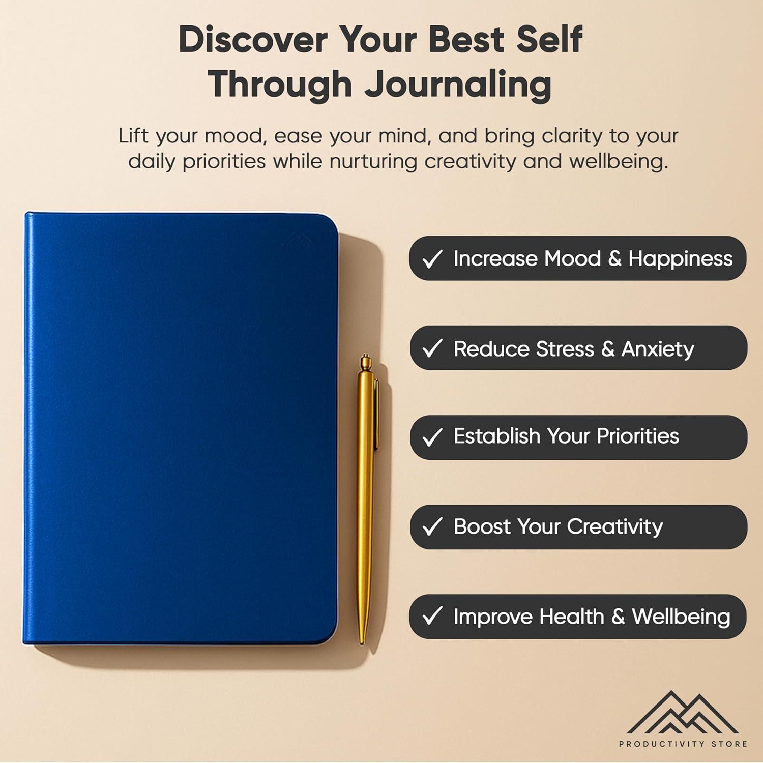 image:imageJournal For Men amp Women Gratitude Journal amp Self Care Journal With Prompts A5 Journaling Notebook Brown Productivity StoreNavy