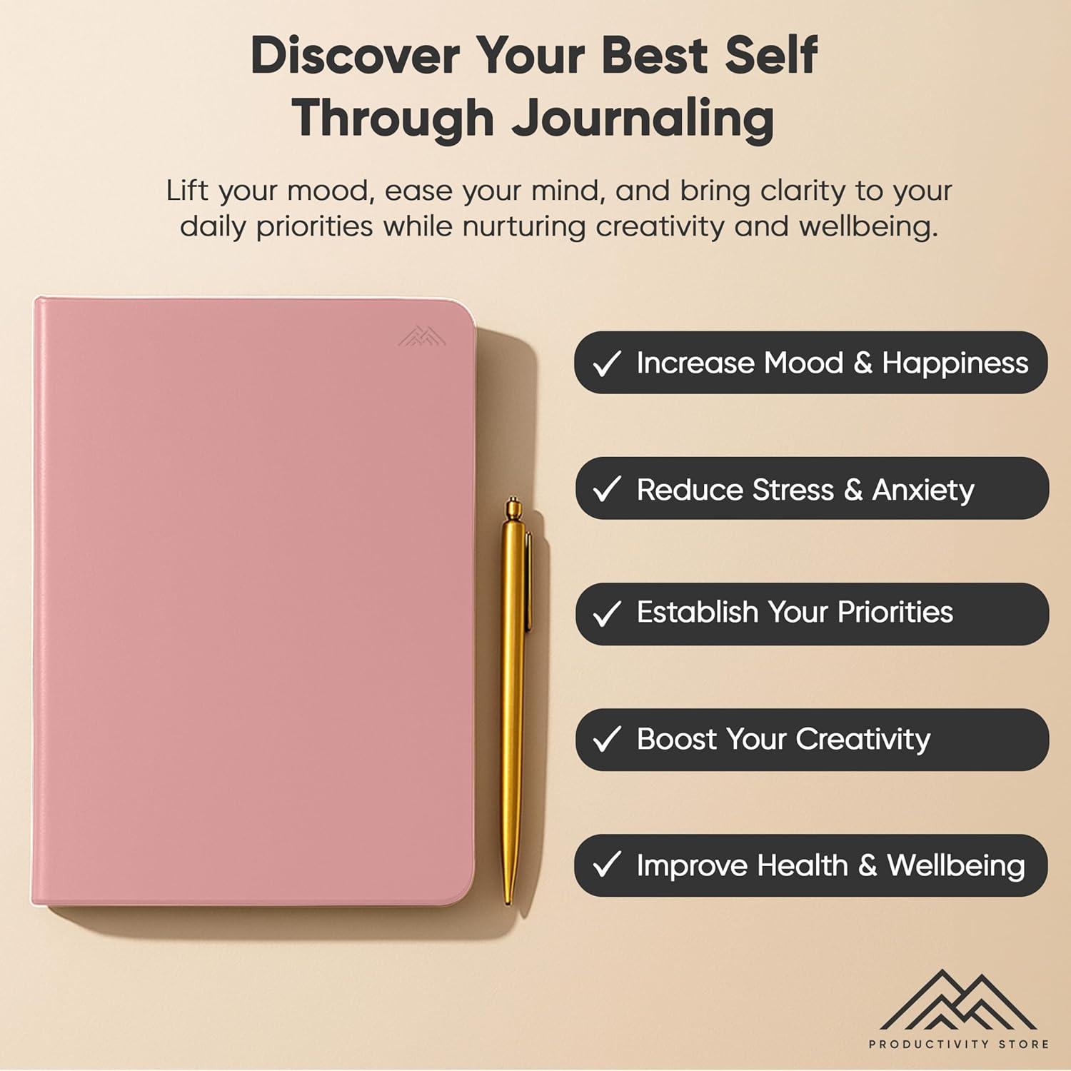 image:imageJournal For Men amp Women Gratitude Journal amp Self Care Journal With Prompts A5 Journaling Notebook Brown Productivity StorePink