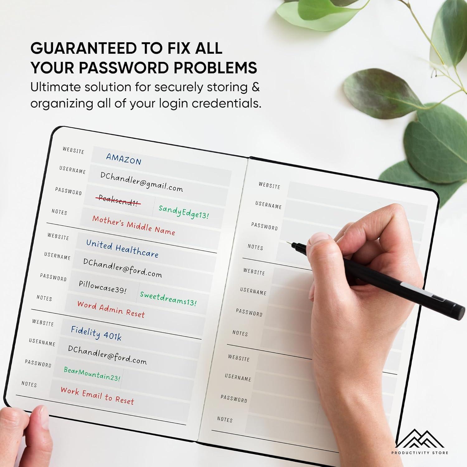 image:imagePRODUCTIVITY STORE Best Password Book with Alphabetical Tabs Password Book Organizer amp Notebook Password Keeper to Keep Website Logins amp Passwords Safe Navy Blue Medium 5x8Navy Blue