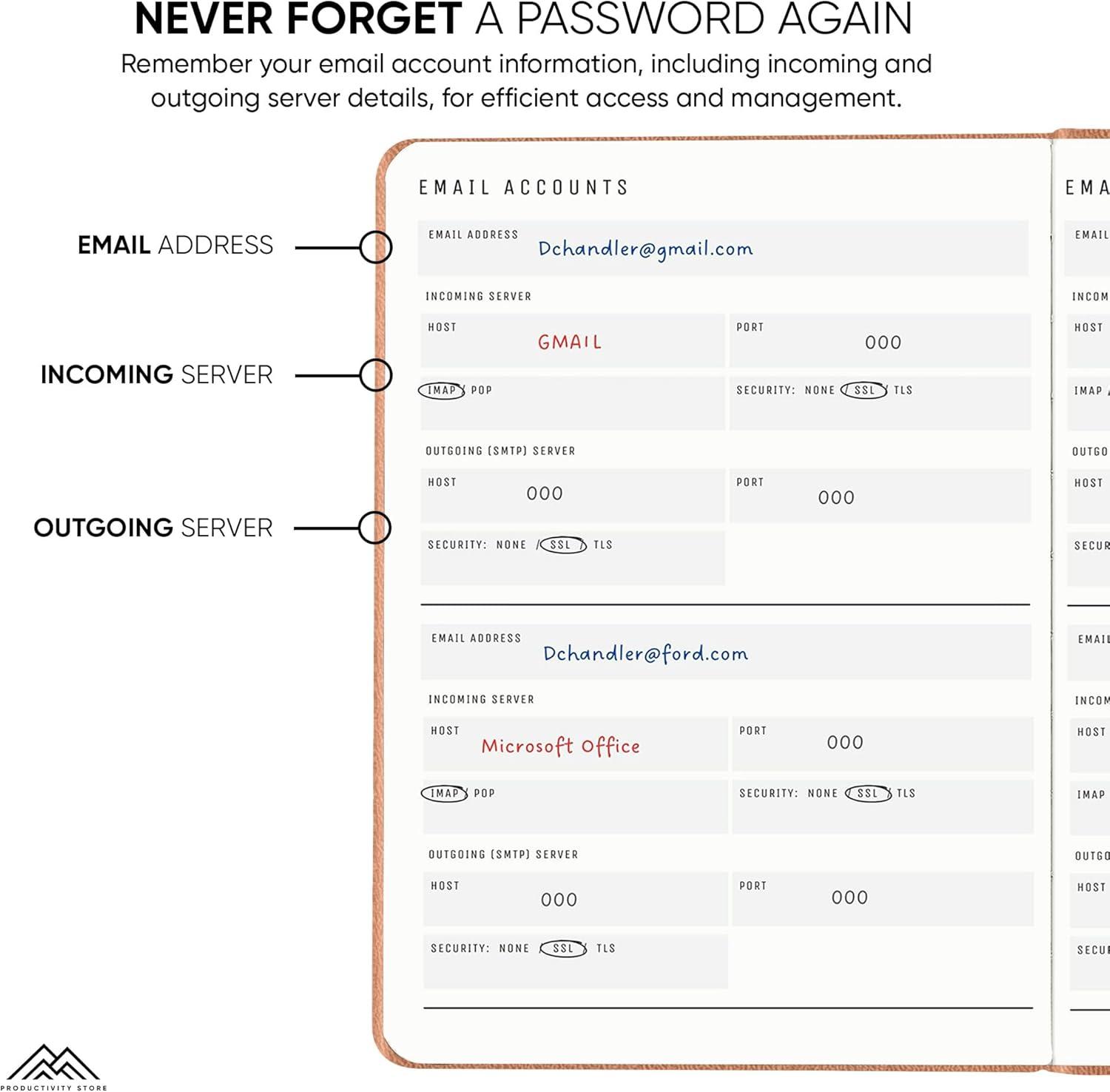 image:imagePRODUCTIVITY STORE Best Password Book with Alphabetical Tabs Password Book Organizer amp Notebook Password Keeper to Keep Website Logins amp Passwords Safe Navy Blue Medium 5x8Navy Blue
