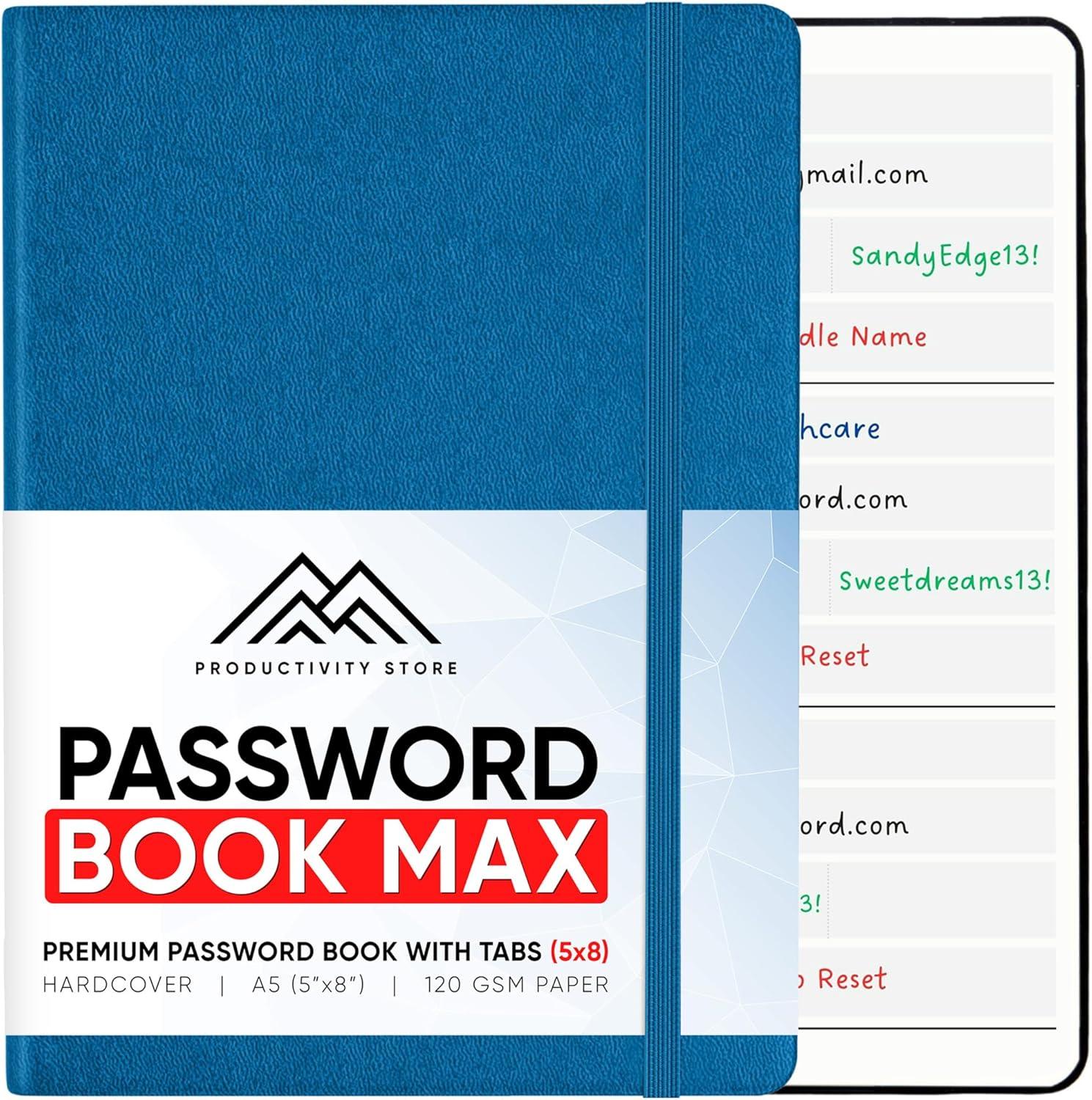 image:imagePRODUCTIVITY STORE Best Password Book with Alphabetical Tabs Password Book Organizer amp Notebook Password Keeper to Keep Website Logins amp Passwords Safe Navy Blue Medium 5x8Navy Blue