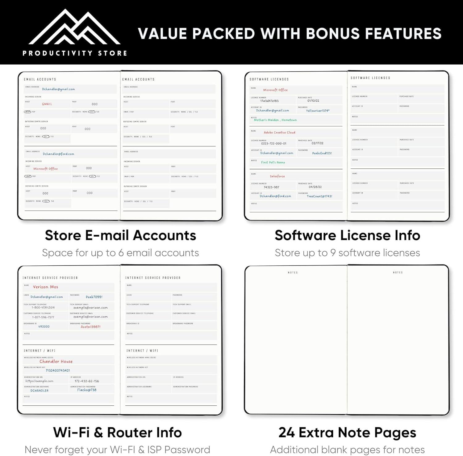image:imagePRODUCTIVITY STORE Best Password Book with Alphabetical Tabs Password Book Organizer amp Notebook Password Keeper to Keep Website Logins amp Passwords Safe Navy Blue Medium 5x8Pink