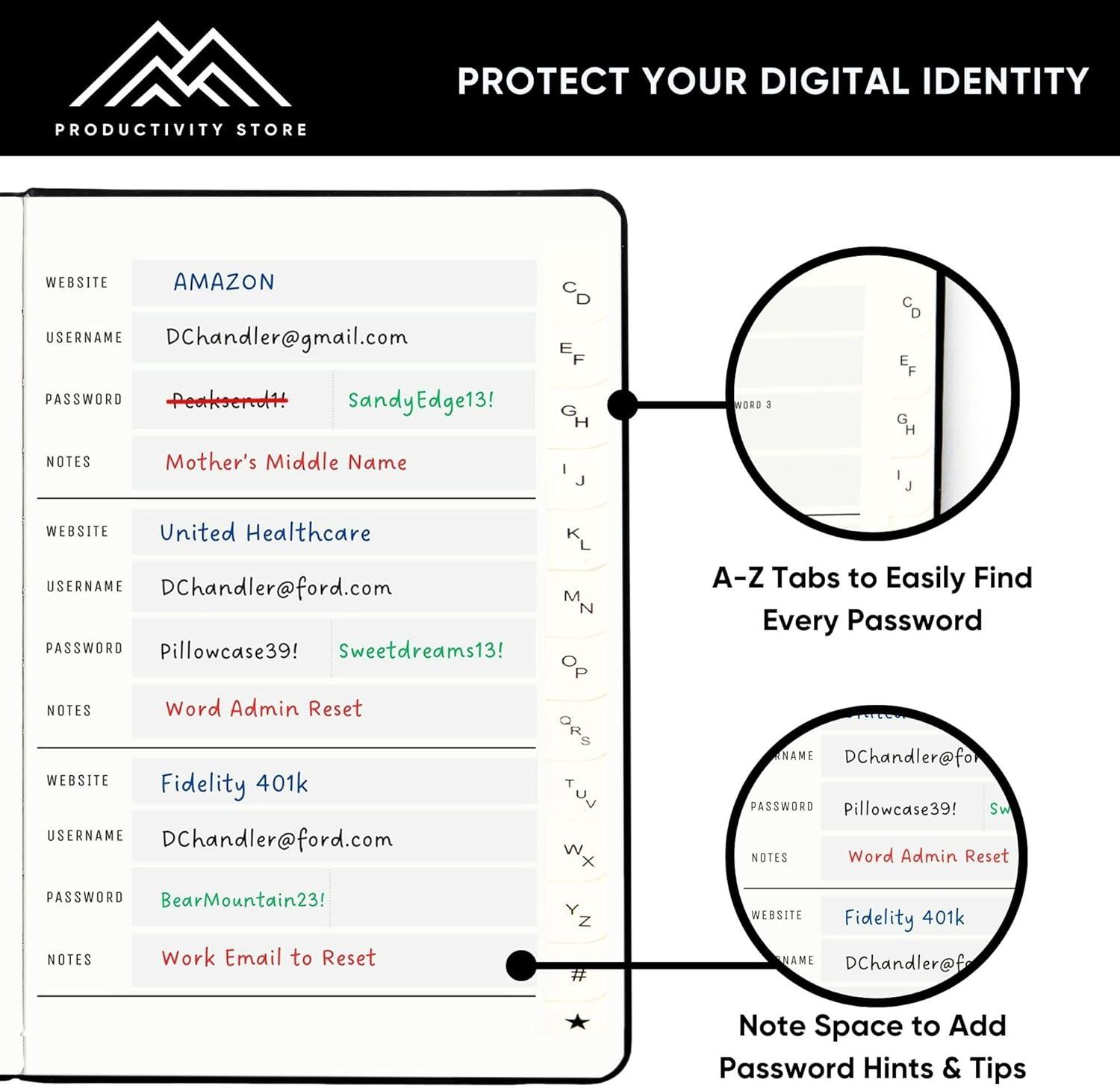 image:imagePRODUCTIVITY STORE Best Password Book with Alphabetical Tabs Password Book Organizer amp Notebook Password Keeper to Keep Website Logins amp Passwords Safe Navy Blue Medium 5x8Pink