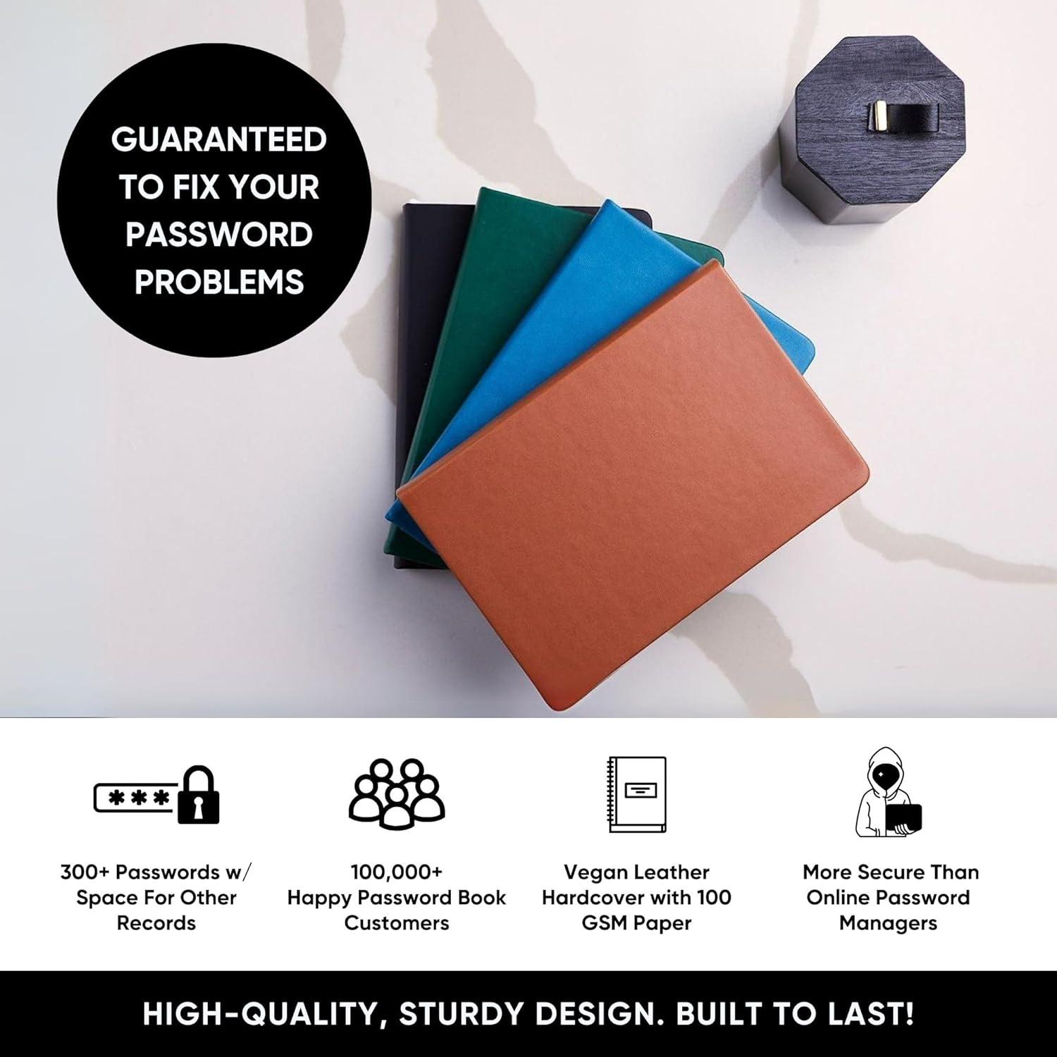 image:imagePRODUCTIVITY STORE Best Password Book with Alphabetical Tabs Password Book Organizer amp Notebook Password Keeper to Keep Website Logins amp Passwords Safe Navy Blue Medium 5x8Leather