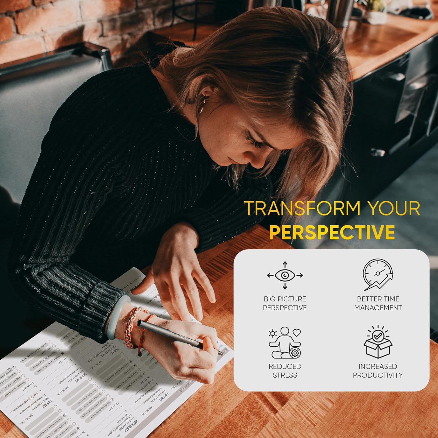 image:imageProductivity Store Weekly Desk Planner Pad 12Month Productivity Planner TearOut Deskpad for ToDo List Productivity Tools for Time Management and Mindfulness A4 Size Black