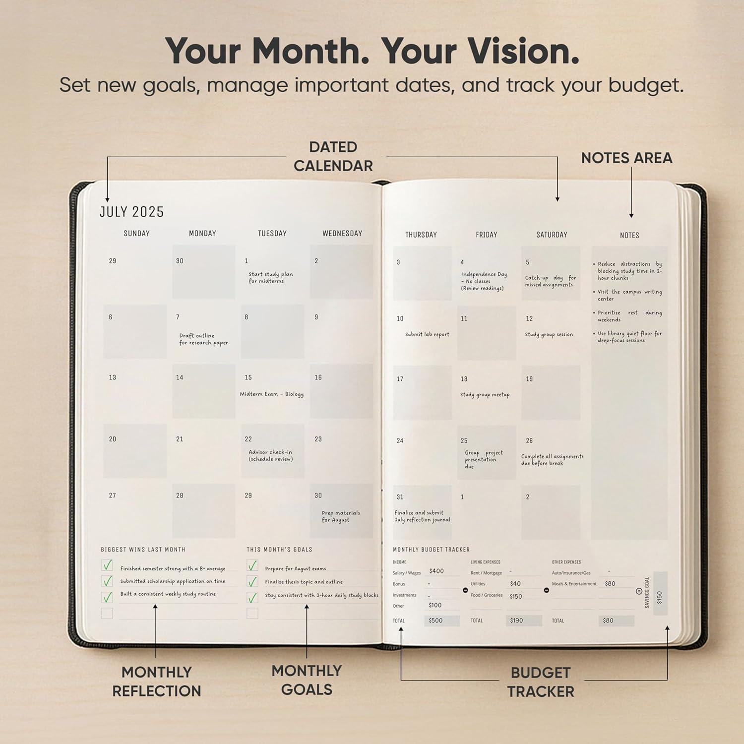 image:imageUndated 2026 Planner 85 x 11 The 1 Productivity Planner to Achieve Your 2026 Goals Planner 20262027 by PRODUCTIVITY STORE A4 BLACKBlack