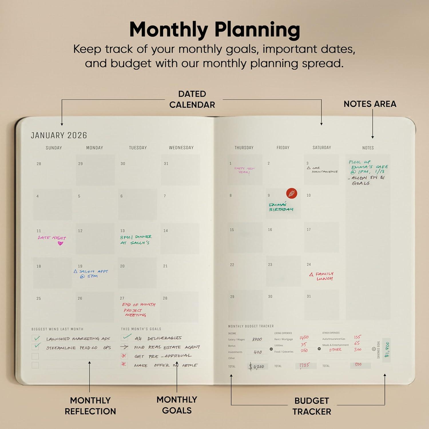 image:imageUndated 2026 Planner 85 x 11 The 1 Productivity Planner to Achieve Your 2026 Goals Planner 20262027 by PRODUCTIVITY STORE A4 BLACKBlack