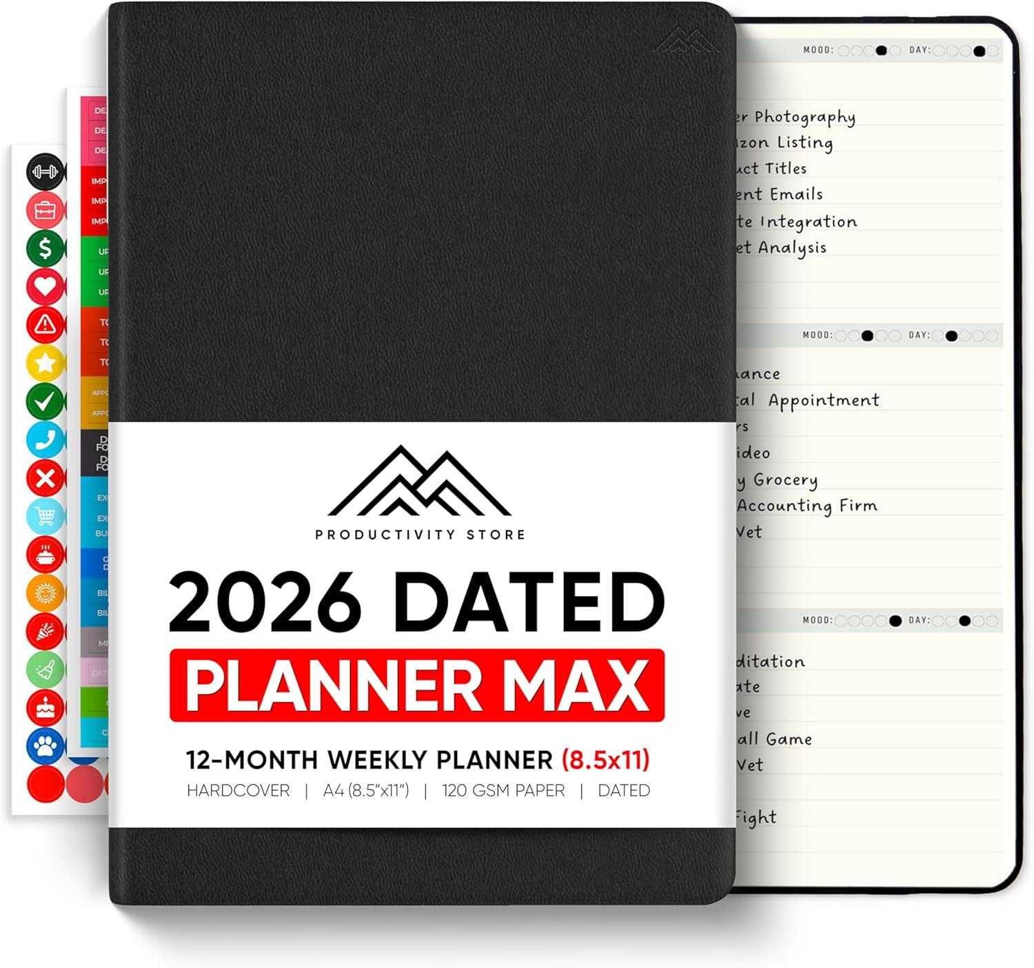 image:imageUndated 2026 Planner 85 x 11 The 1 Productivity Planner to Achieve Your 2026 Goals Planner 20262027 by PRODUCTIVITY STORE A4 BLACKBlack