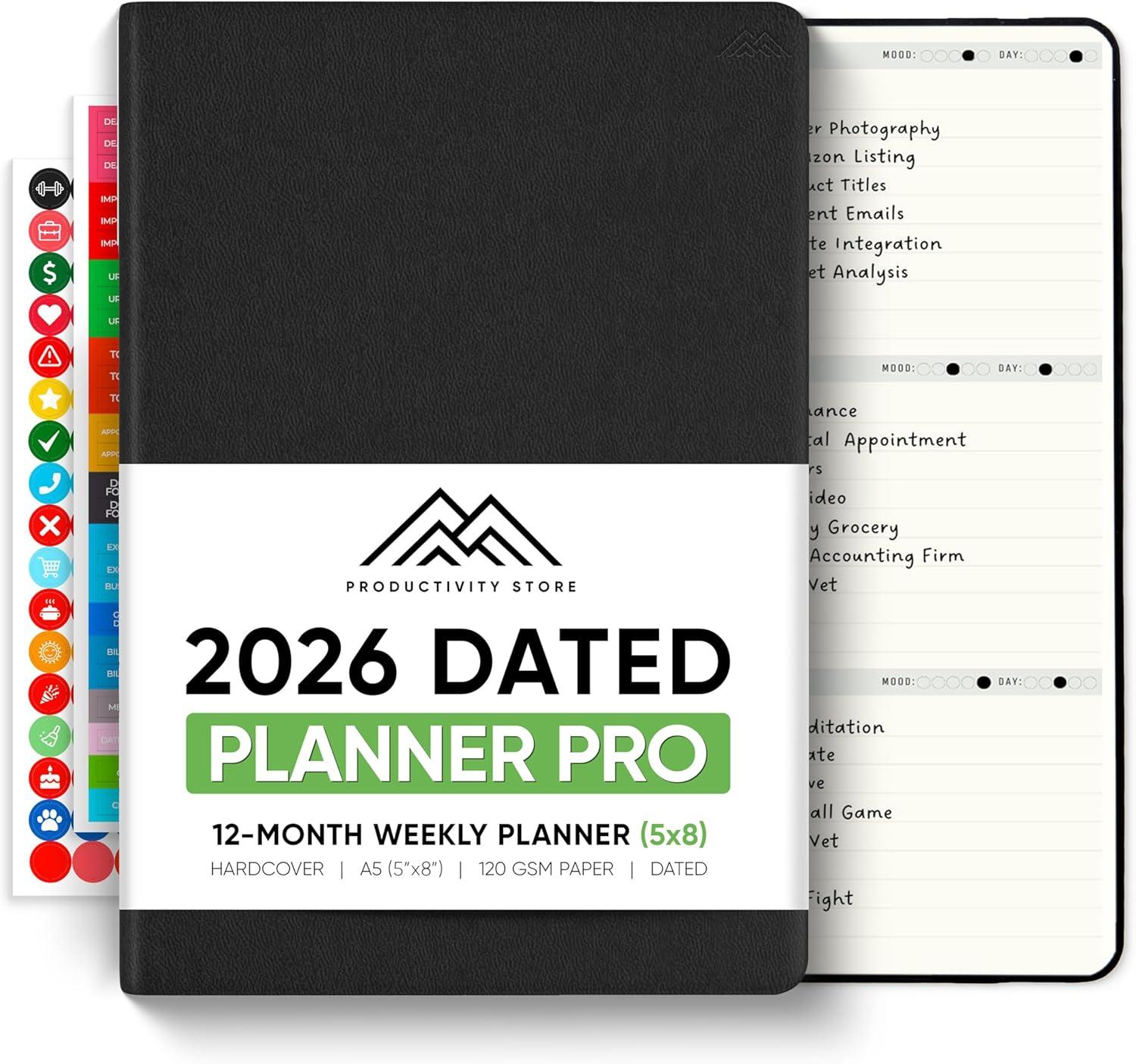 image:imageUndated 2026 Planner 85 x 11 The 1 Productivity Planner to Achieve Your 2026 Goals Planner 20262027 by PRODUCTIVITY STORE A4 BLACKBlack