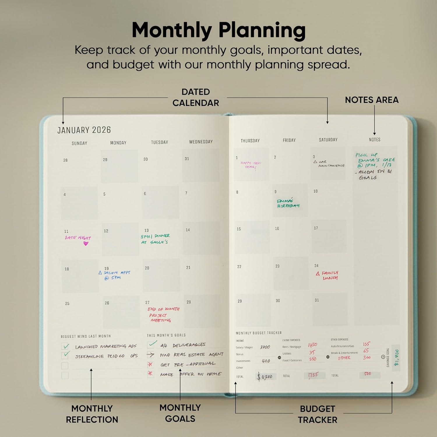 image:imageUndated 2026 Planner 85 x 11 The 1 Productivity Planner to Achieve Your 2026 Goals Planner 20262027 by PRODUCTIVITY STORE A4 BLACKBlue
