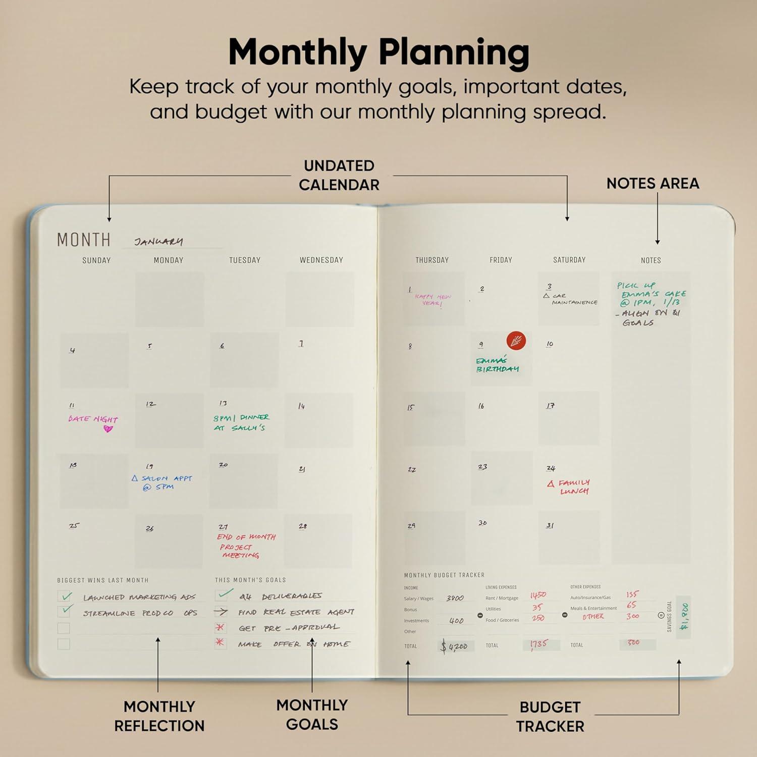 image:imageUndated 2026 Planner 85 x 11 The 1 Productivity Planner to Achieve Your 2026 Goals Planner 20262027 by PRODUCTIVITY STORE A4 BLACKBlue