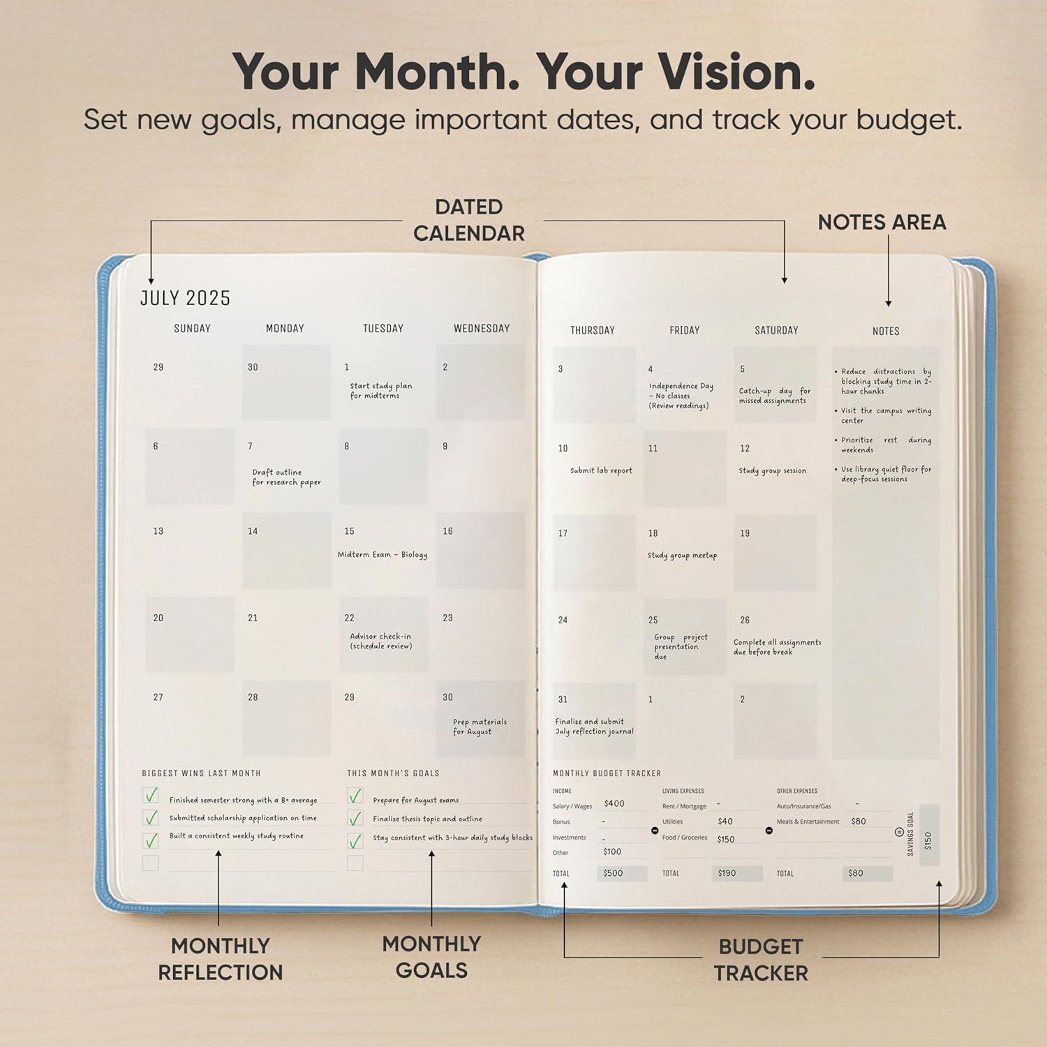image:imageUndated 2026 Planner 85 x 11 The 1 Productivity Planner to Achieve Your 2026 Goals Planner 20262027 by PRODUCTIVITY STORE A4 BLACKBlue