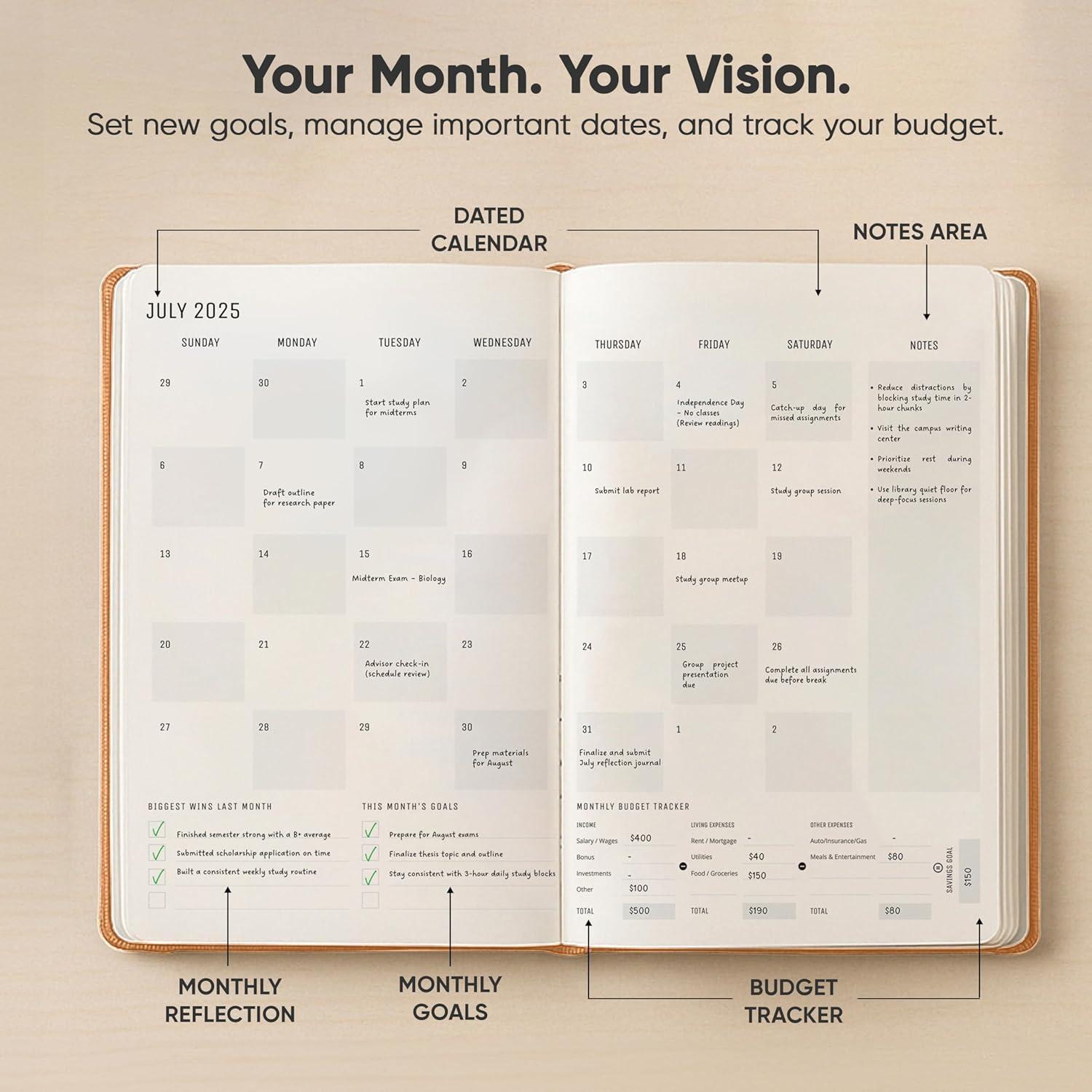 image:imageUndated 2026 Planner 85 x 11 The 1 Productivity Planner to Achieve Your 2026 Goals Planner 20262027 by PRODUCTIVITY STORE A4 BLACKBrown