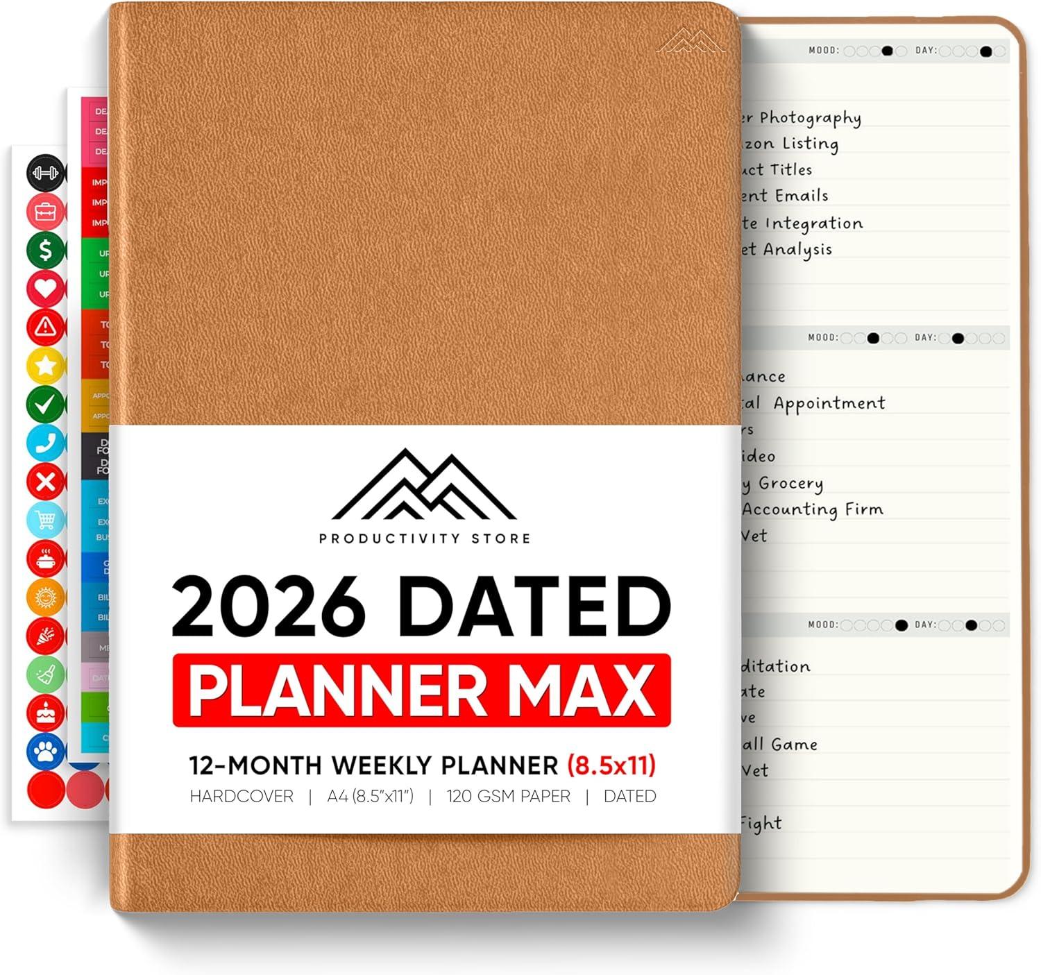image:imageUndated 2026 Planner 85 x 11 The 1 Productivity Planner to Achieve Your 2026 Goals Planner 20262027 by PRODUCTIVITY STORE A4 BLACKBrown