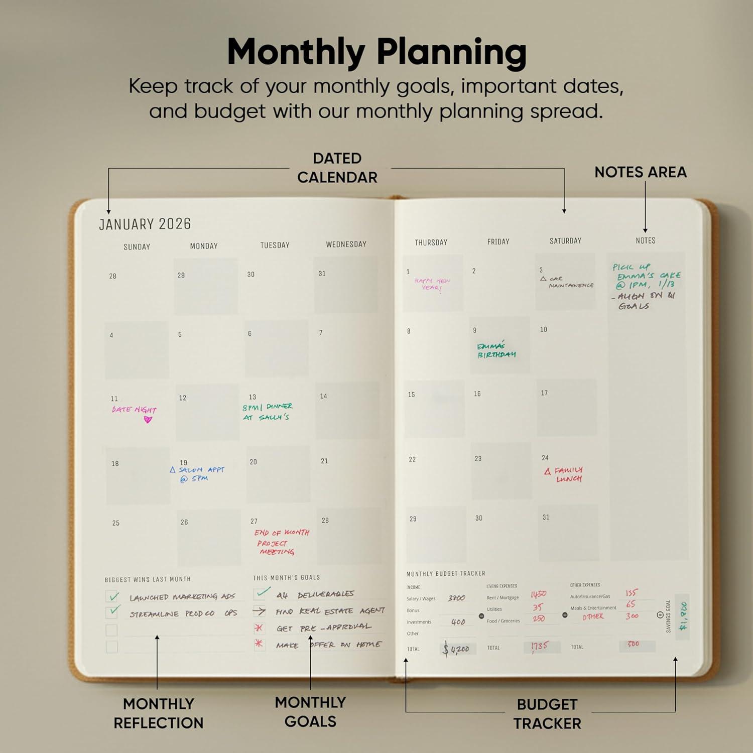 image:imageUndated 2026 Planner 85 x 11 The 1 Productivity Planner to Achieve Your 2026 Goals Planner 20262027 by PRODUCTIVITY STORE A4 BLACKBrown