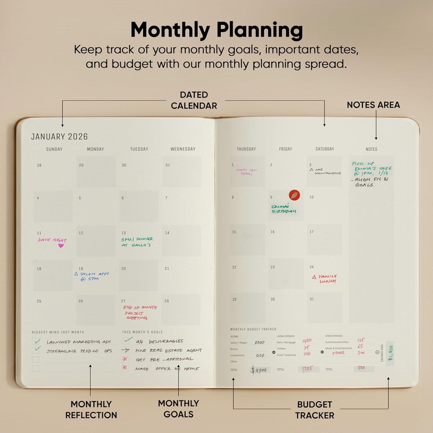 image:imageUndated 2026 Planner 85 x 11 The 1 Productivity Planner to Achieve Your 2026 Goals Planner 20262027 by PRODUCTIVITY STORE A4 BLACKBrown