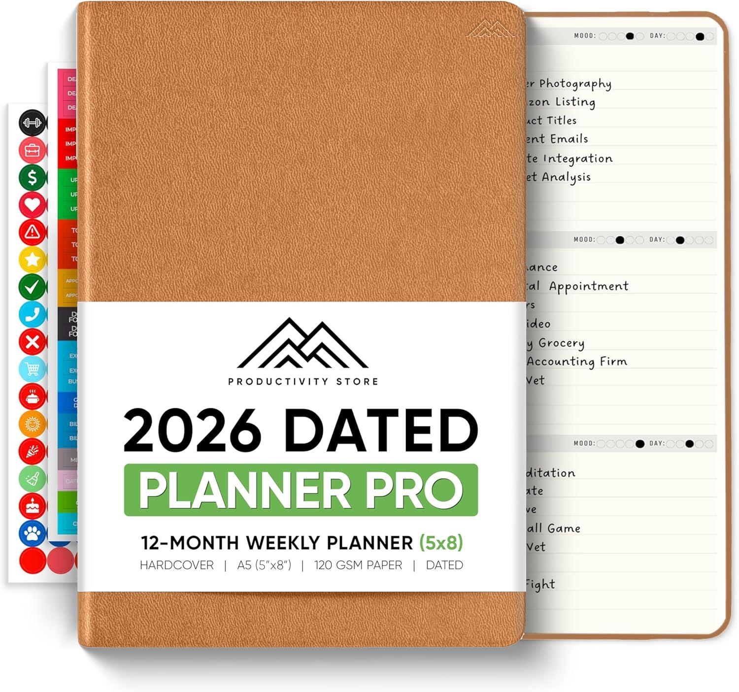 image:imageUndated 2026 Planner 85 x 11 The 1 Productivity Planner to Achieve Your 2026 Goals Planner 20262027 by PRODUCTIVITY STORE A4 BLACKBrown