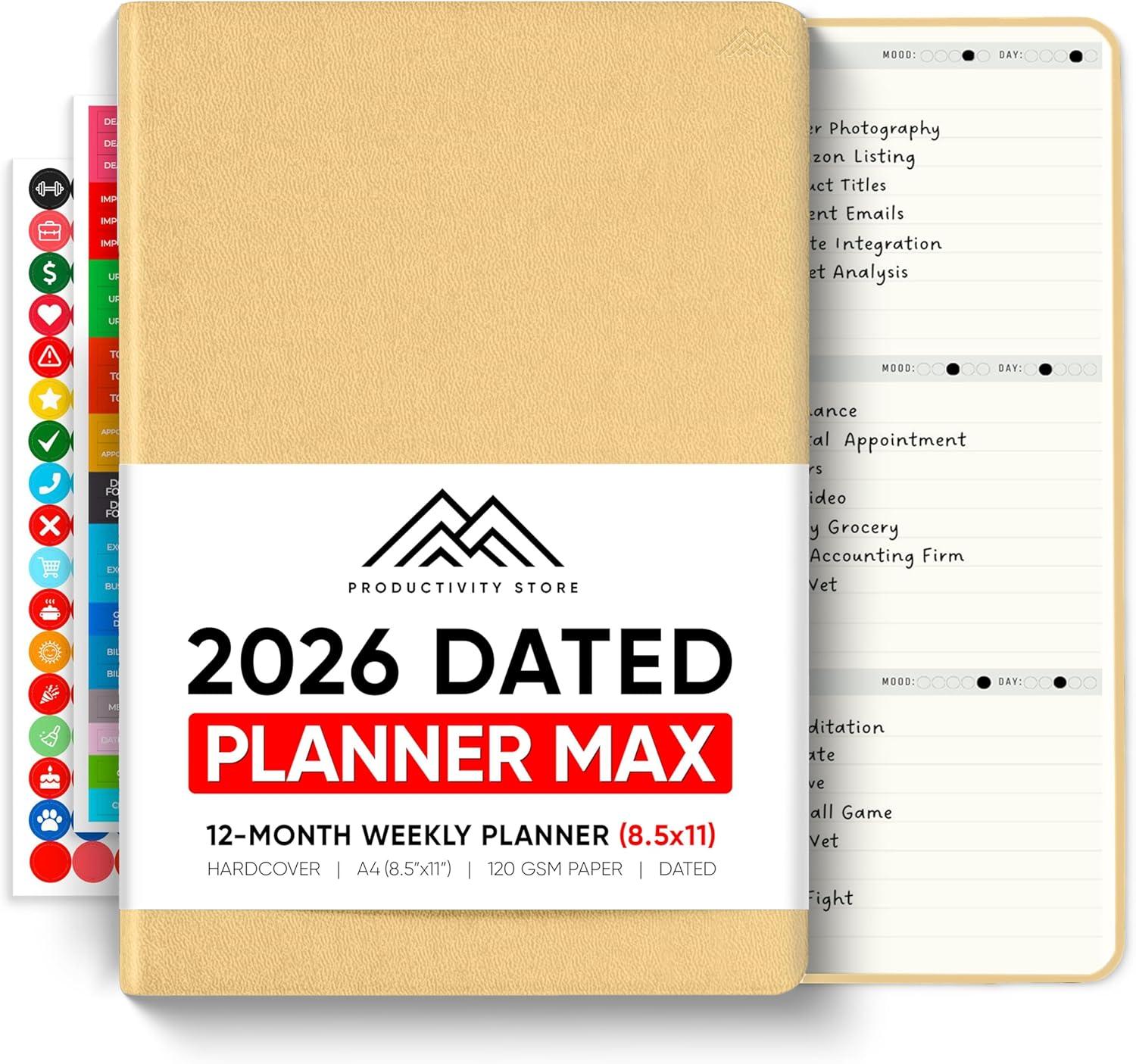 image:imageUndated 2026 Planner 85 x 11 The 1 Productivity Planner to Achieve Your 2026 Goals Planner 20262027 by PRODUCTIVITY STORE A4 BLACKCream