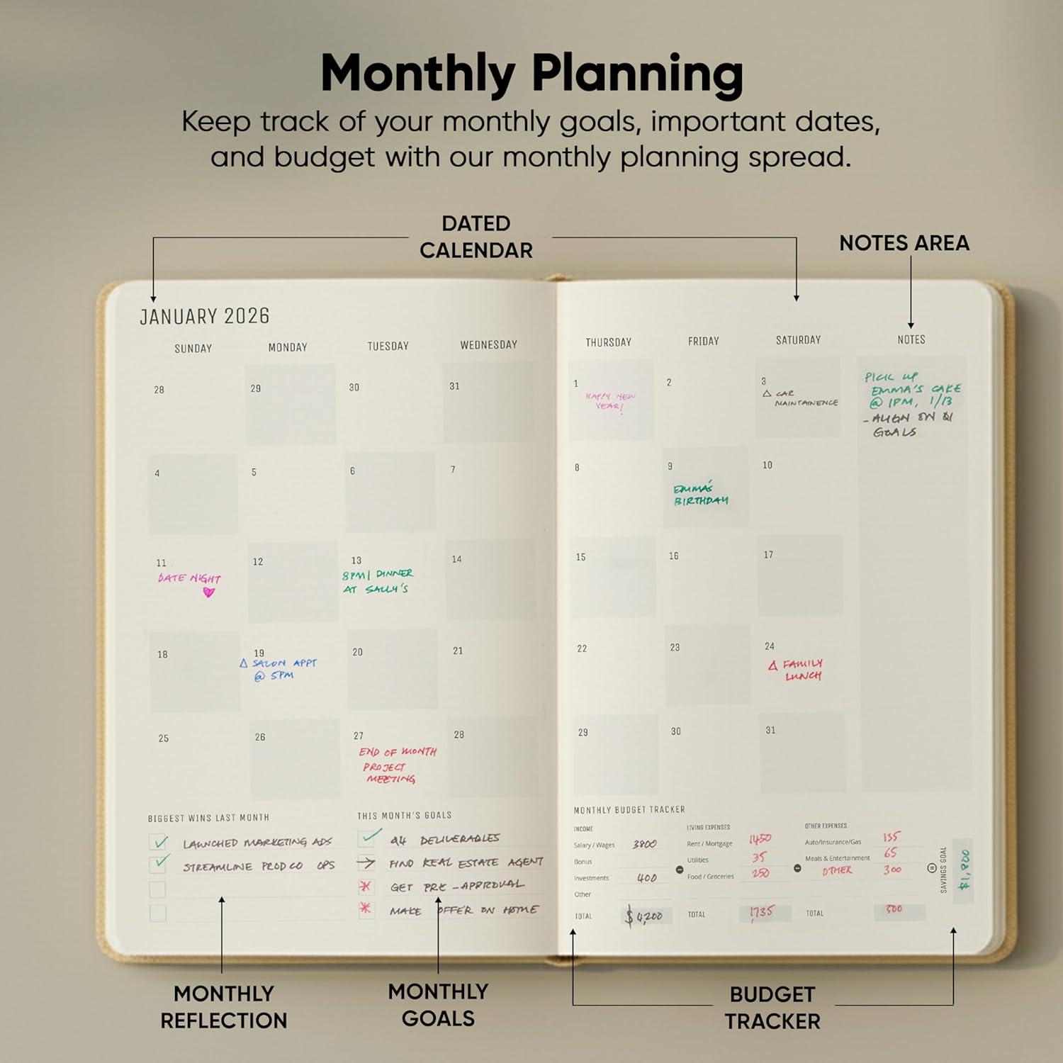 image:imageUndated 2026 Planner 85 x 11 The 1 Productivity Planner to Achieve Your 2026 Goals Planner 20262027 by PRODUCTIVITY STORE A4 BLACKCream