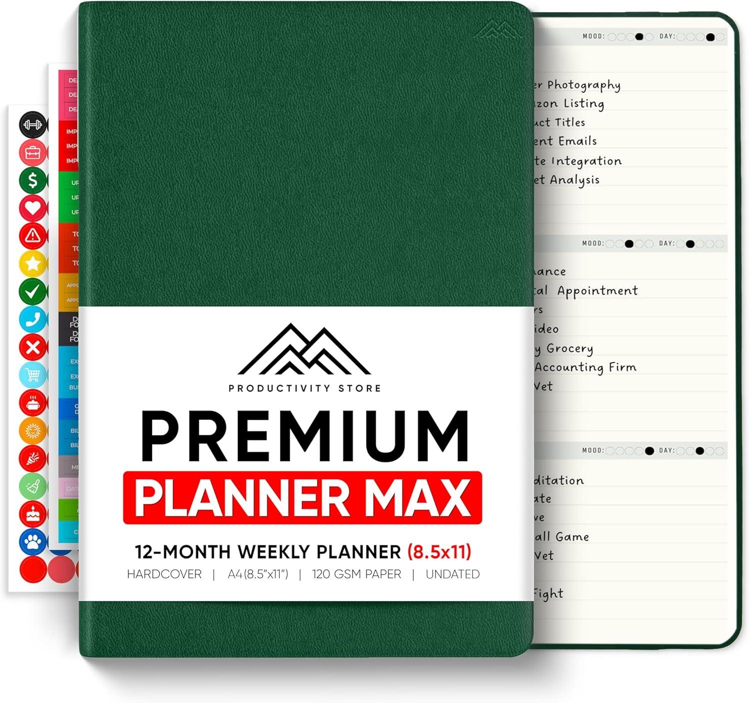 image:imageUndated 2026 Planner 85 x 11 The 1 Productivity Planner to Achieve Your 2026 Goals Planner 20262027 by PRODUCTIVITY STORE A4 BLACKGreen