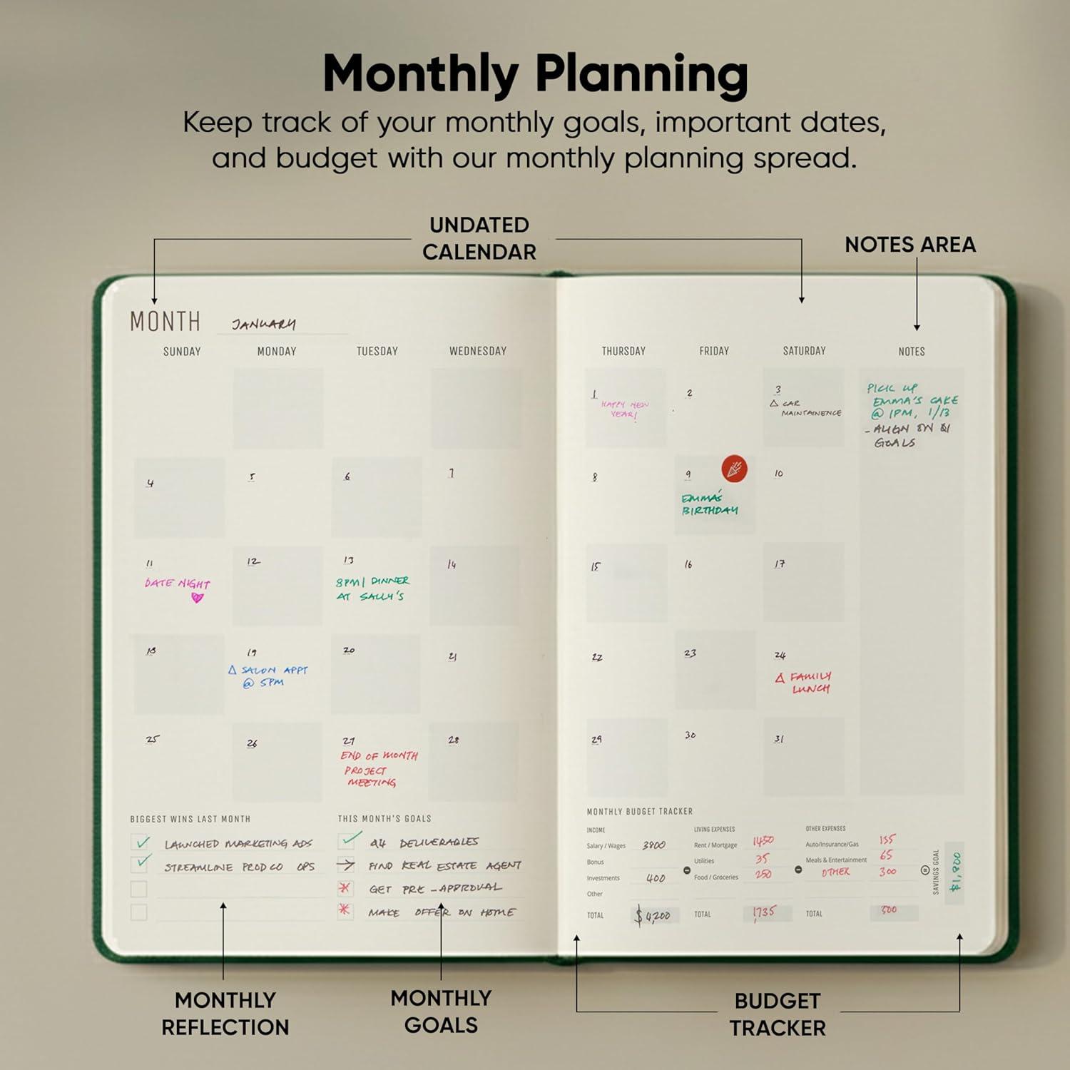 image:imageUndated 2026 Planner 85 x 11 The 1 Productivity Planner to Achieve Your 2026 Goals Planner 20262027 by PRODUCTIVITY STORE A4 BLACKGreen