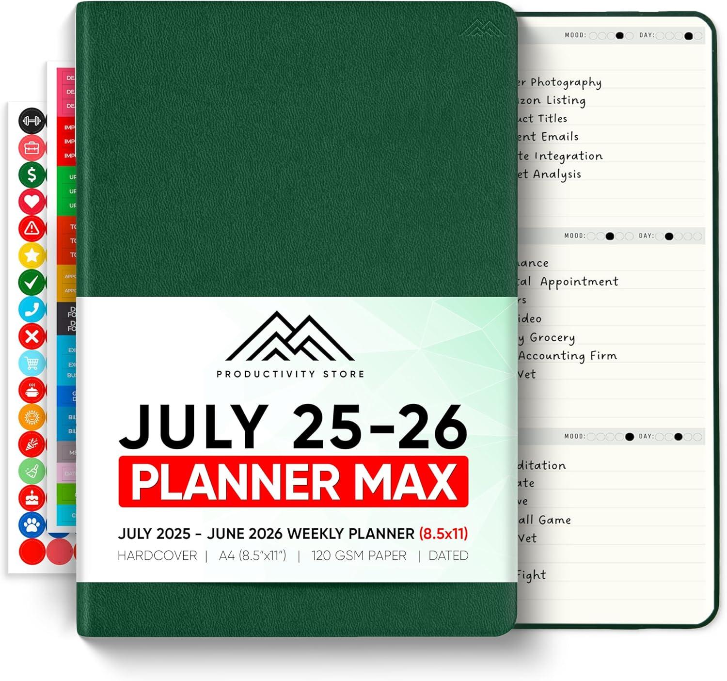 image:imageUndated 2026 Planner 85 x 11 The 1 Productivity Planner to Achieve Your 2026 Goals Planner 20262027 by PRODUCTIVITY STORE A4 BLACKGreen