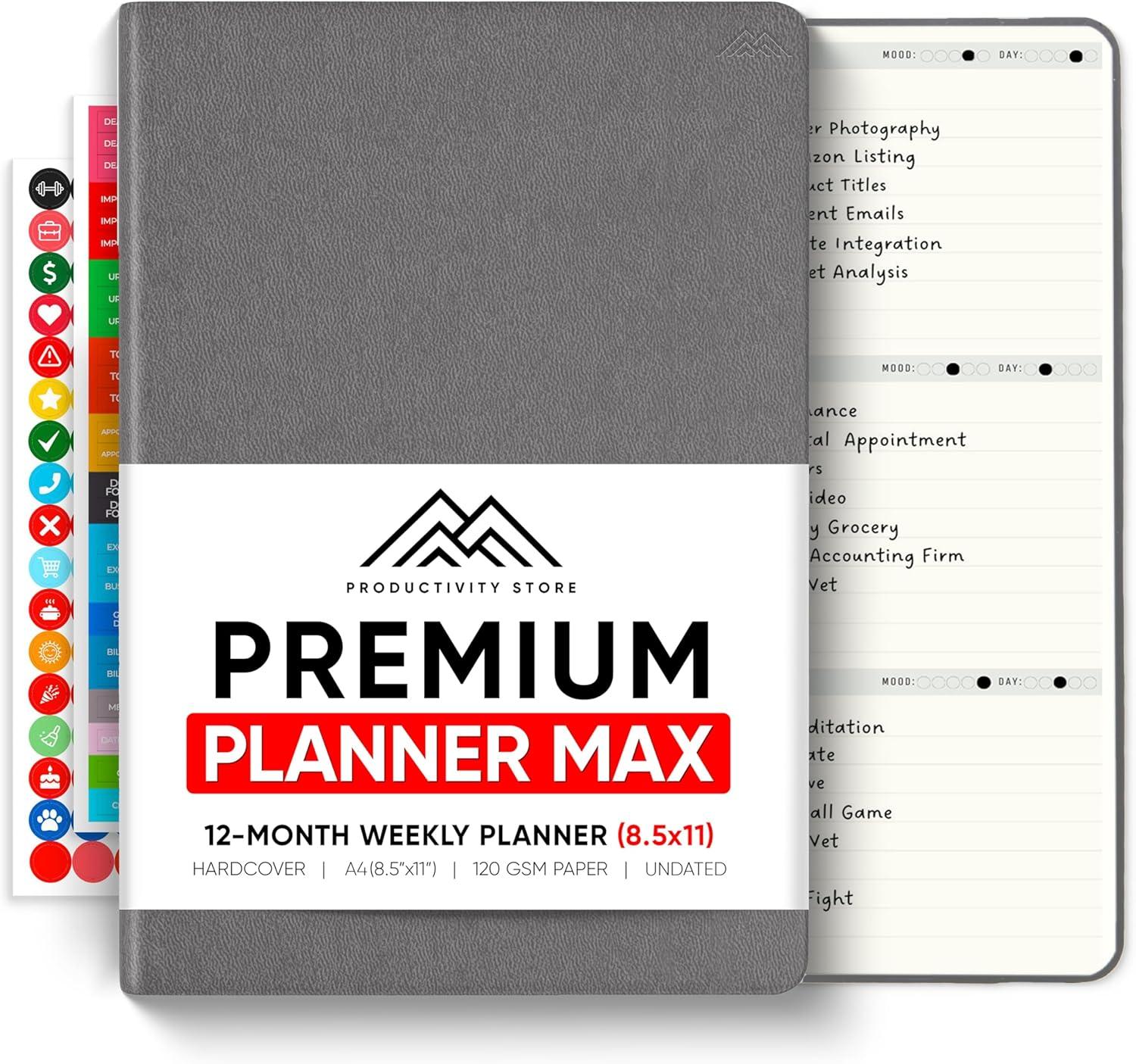 image:imageUndated 2026 Planner 85 x 11 The 1 Productivity Planner to Achieve Your 2026 Goals Planner 20262027 by PRODUCTIVITY STORE A4 BLACKGrey