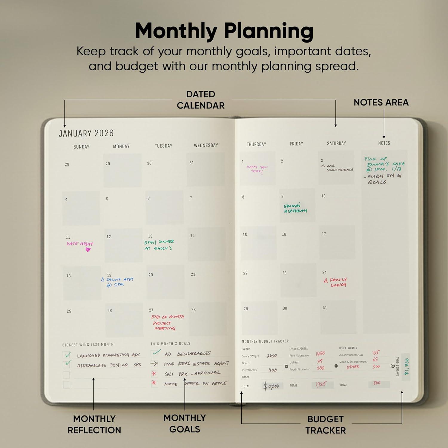 image:imageUndated 2026 Planner 85 x 11 The 1 Productivity Planner to Achieve Your 2026 Goals Planner 20262027 by PRODUCTIVITY STORE A4 BLACKGrey