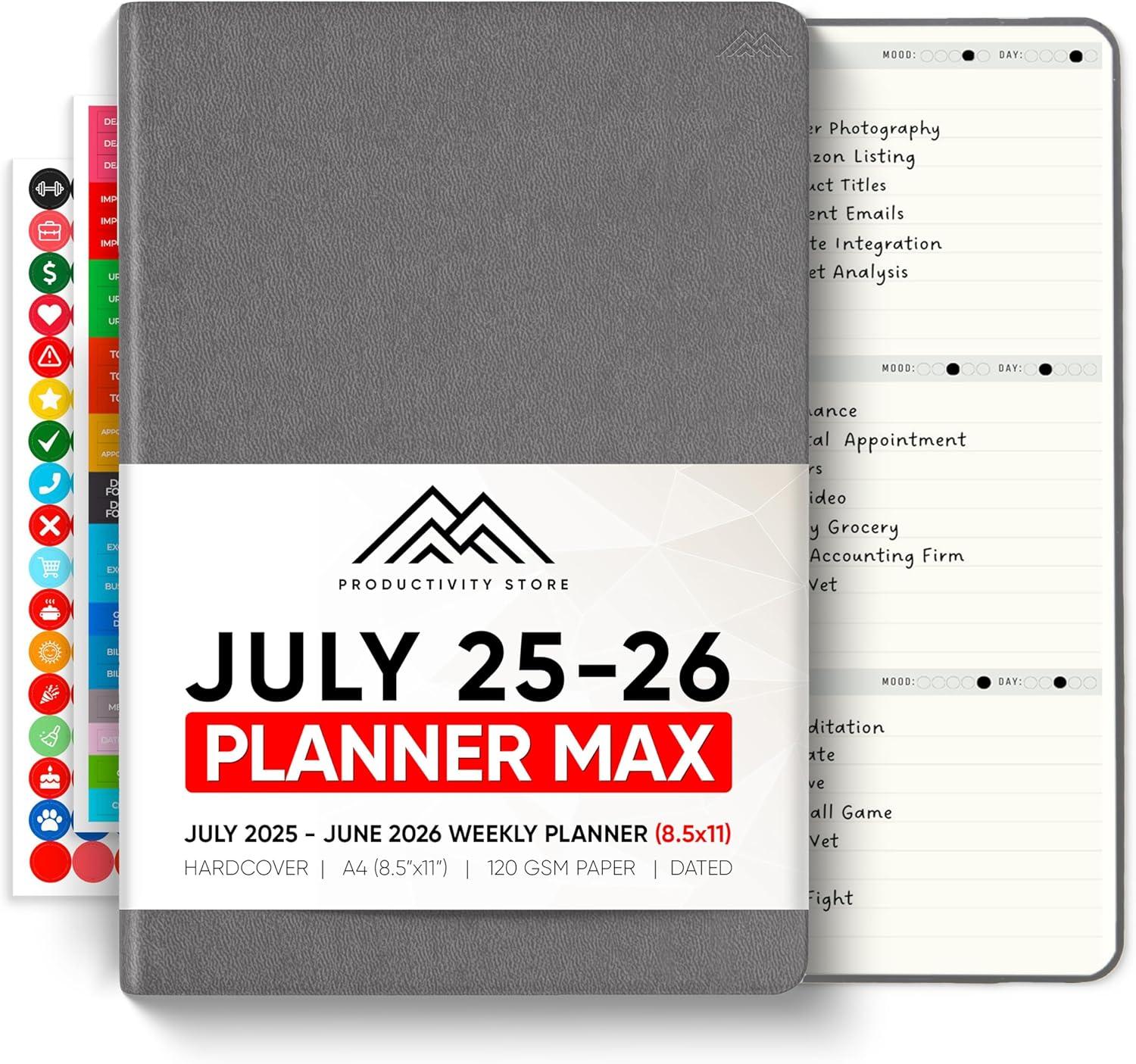 image:imageUndated 2026 Planner 85 x 11 The 1 Productivity Planner to Achieve Your 2026 Goals Planner 20262027 by PRODUCTIVITY STORE A4 BLACKGrey