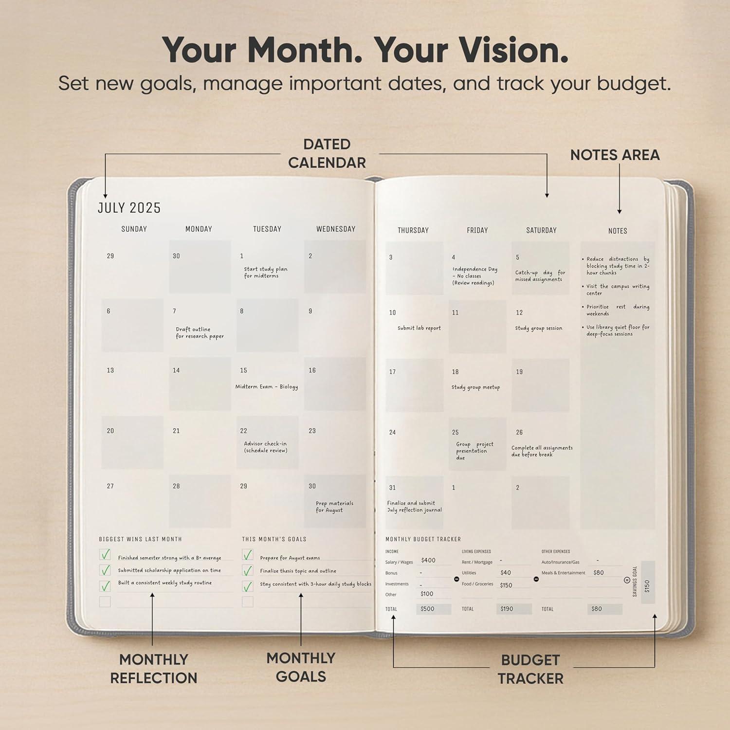 image:imageUndated 2026 Planner 85 x 11 The 1 Productivity Planner to Achieve Your 2026 Goals Planner 20262027 by PRODUCTIVITY STORE A4 BLACKGrey