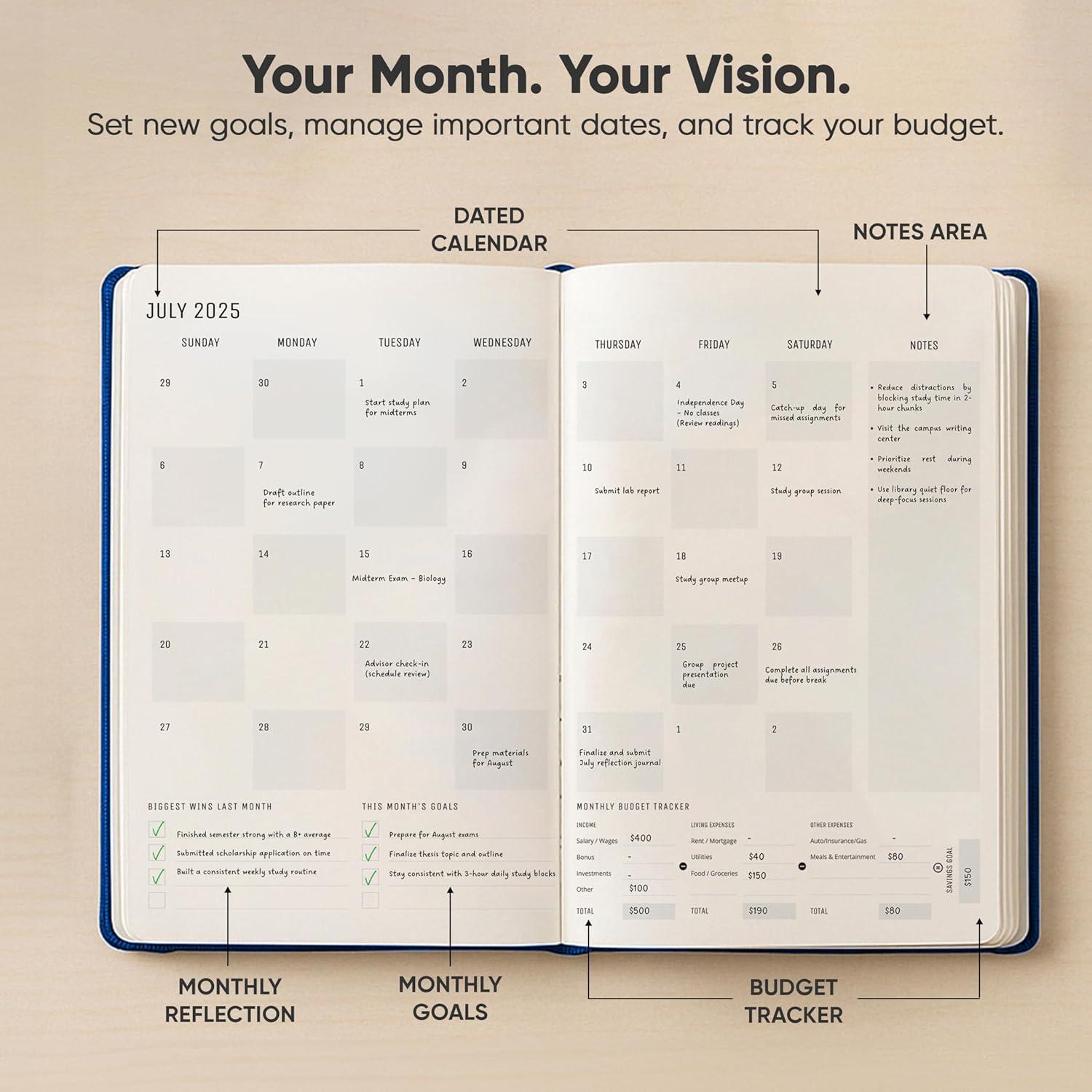 image:imageUndated 2026 Planner 85 x 11 The 1 Productivity Planner to Achieve Your 2026 Goals Planner 20262027 by PRODUCTIVITY STORE A4 BLACKNavy Blue