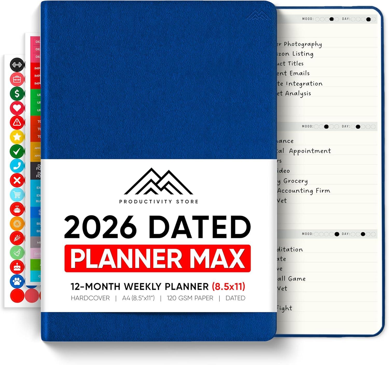 image:imageUndated 2026 Planner 85 x 11 The 1 Productivity Planner to Achieve Your 2026 Goals Planner 20262027 by PRODUCTIVITY STORE A4 BLACKNavy Blue